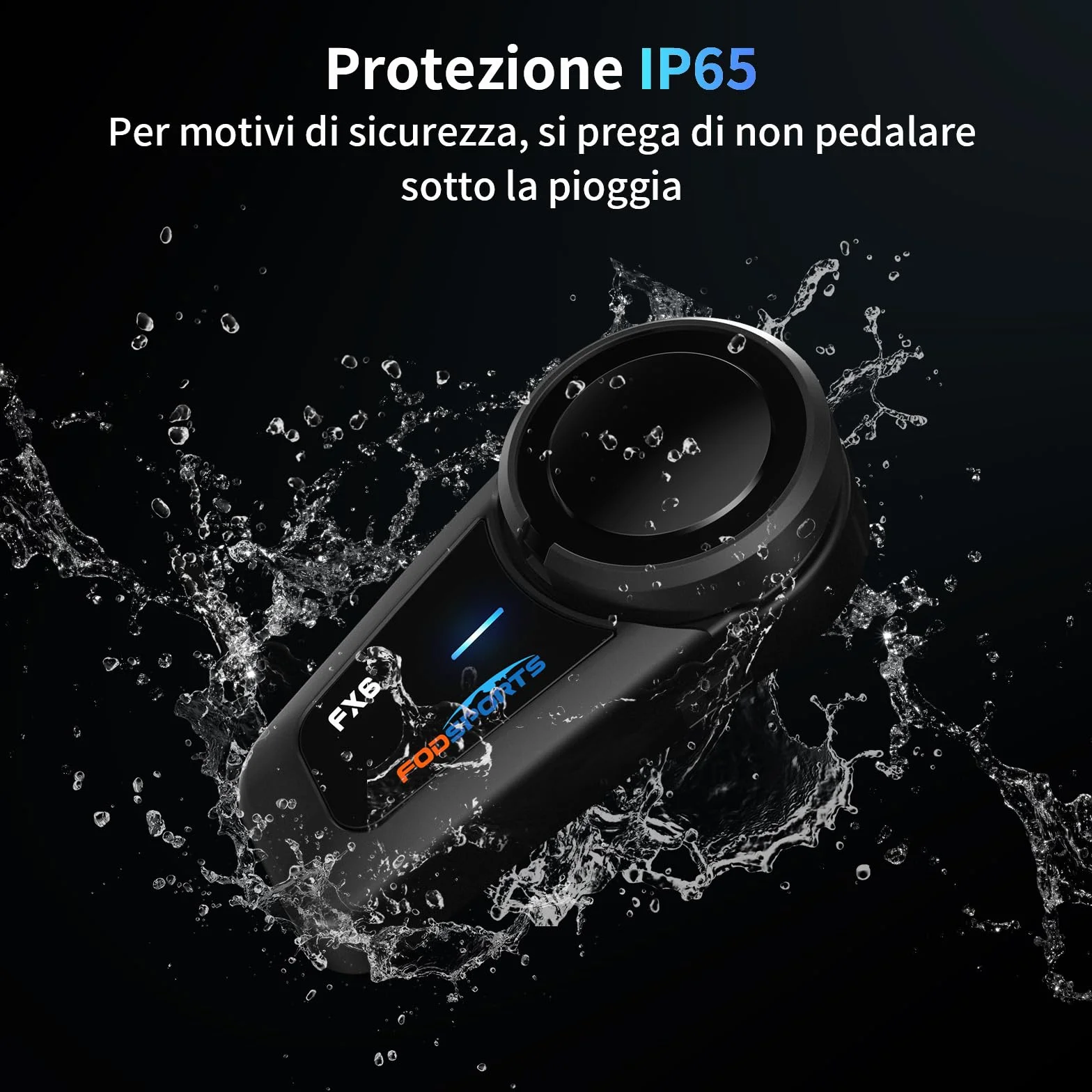 Fodsports FX6 Interfono Moto Coppia, Auricolari Bluetooth Casco mit FM Radio, 1000M Comunicazione 2-6 Motociclisti, IP65, Riduzione Rumore
