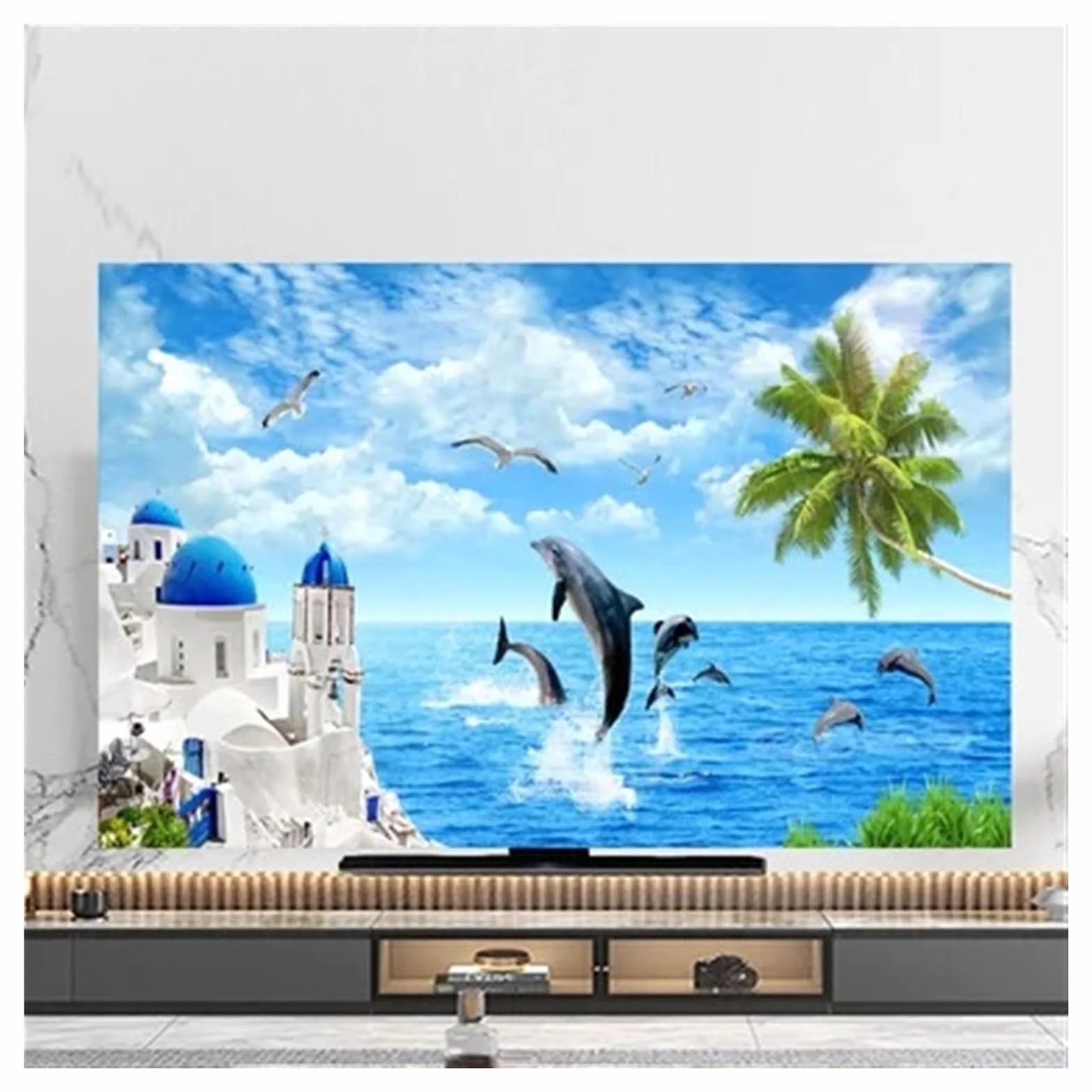 Custodia TV Copertura decorativa 32"-85" pollici paesaggistica Schermo Blue 40 inch 43 inch