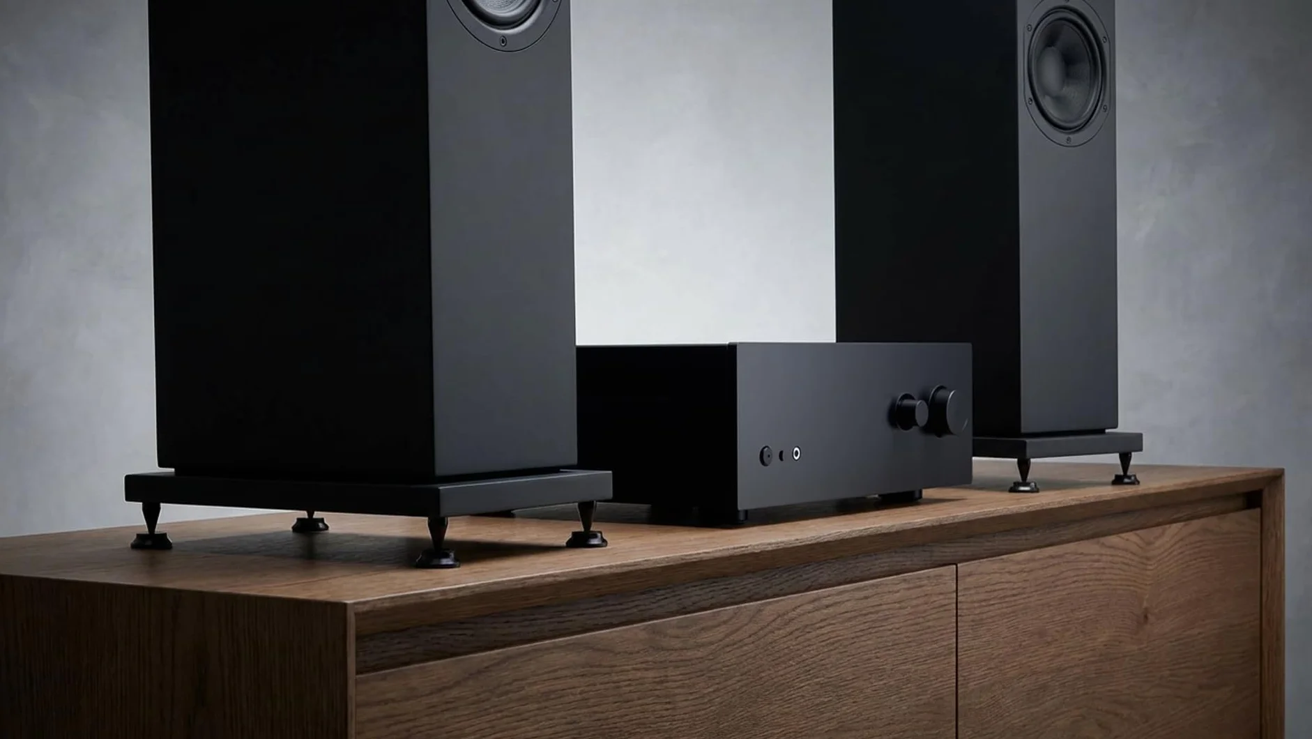 Set di punte e cuscinetti per altoparlanti M6, alluminio nero, Ø10 mm cono con radius pad Ø20 mm, ammortizzatori vibrazioni HiFi