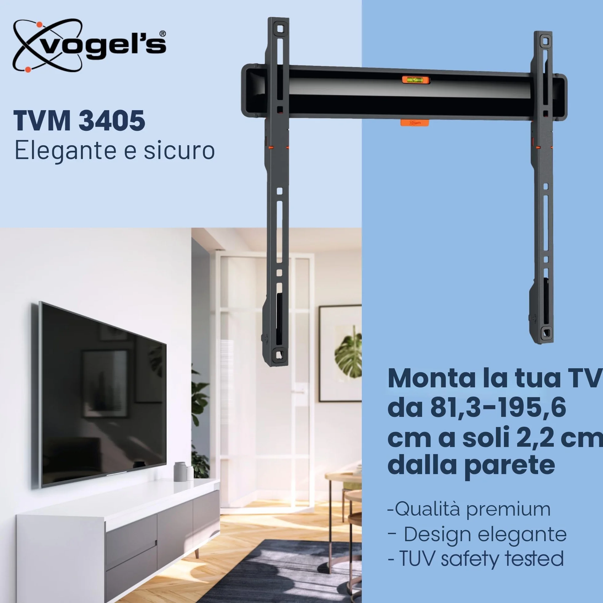 Vogel's TVM 3405 Supporto da parete piatto per TV 32-77 pollici 50 kg VESA 400x400