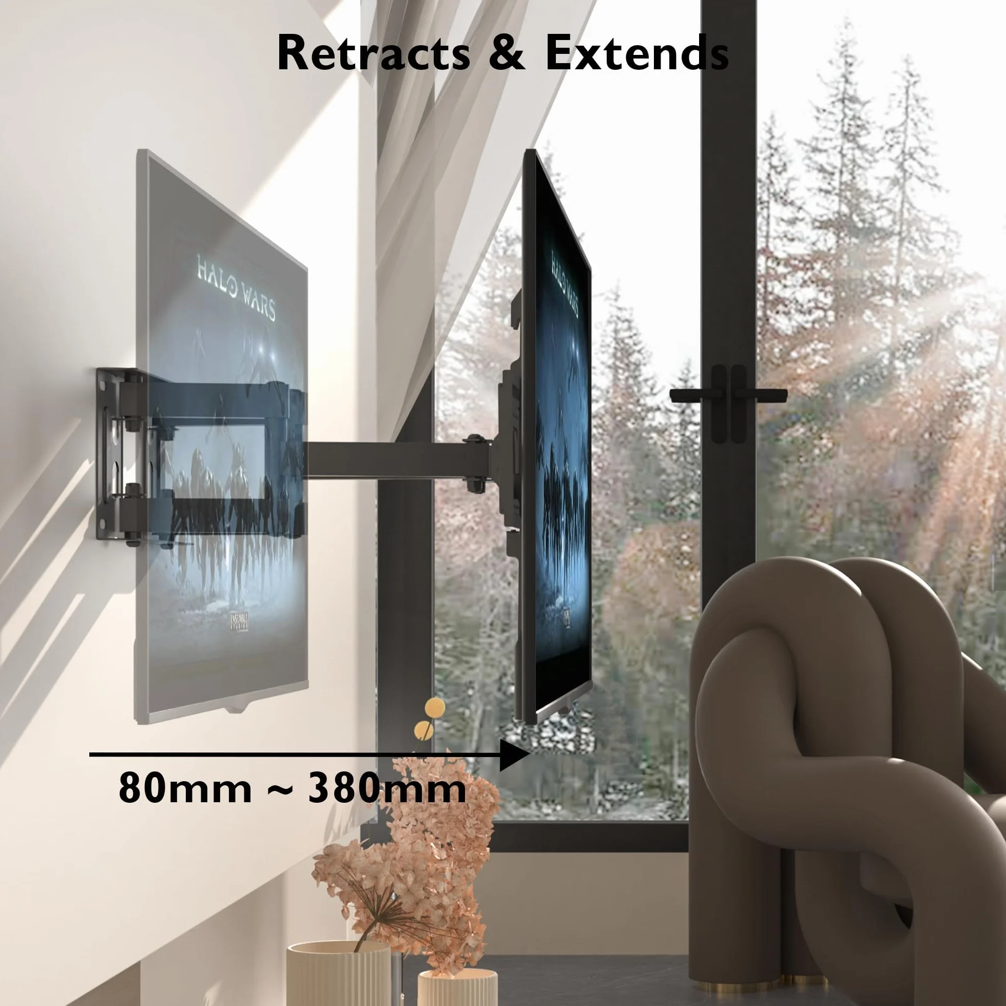 BONTEC Supporto TV Parete Inclinazione Girevole Doppio Braccio 23-70 inch 45kg VESA 400x400mm