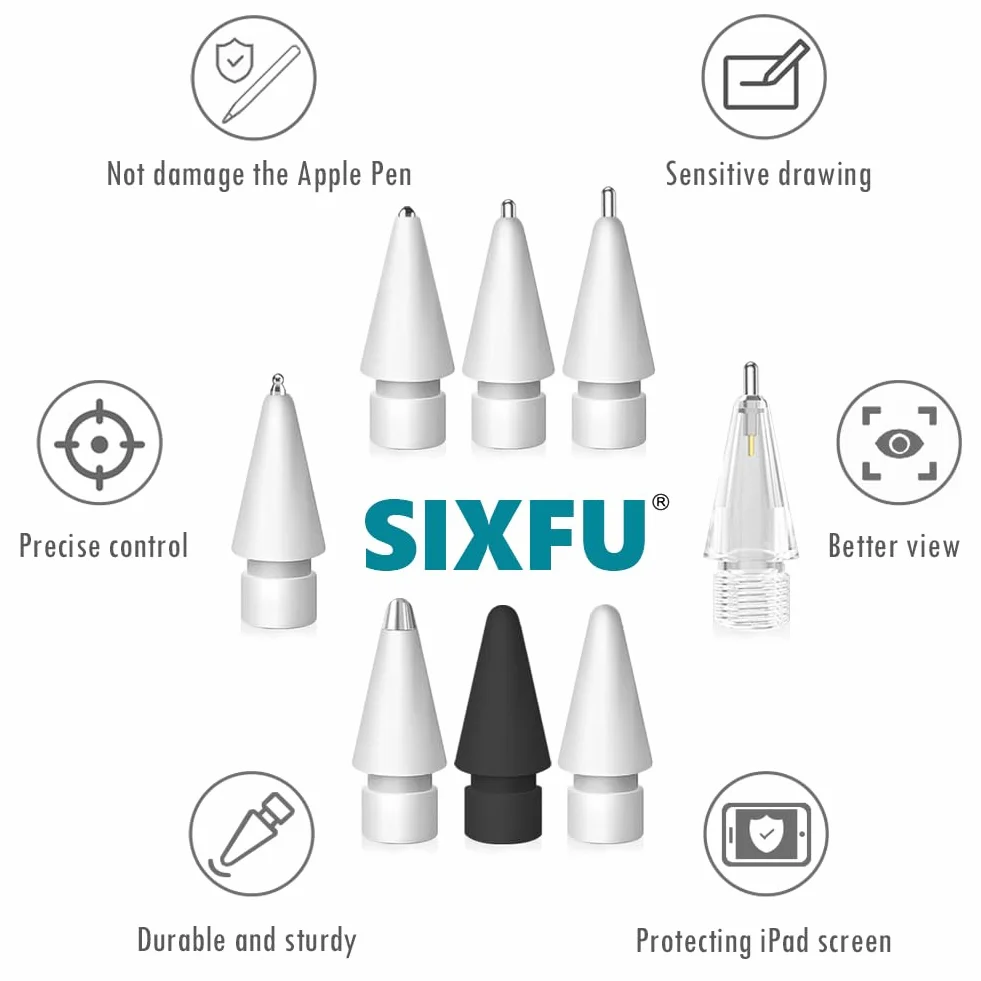 SIXFU 8 stili punte Apple Pencil Pro Tips compatibili iPad USB-C 1a 2a generazione accessori
