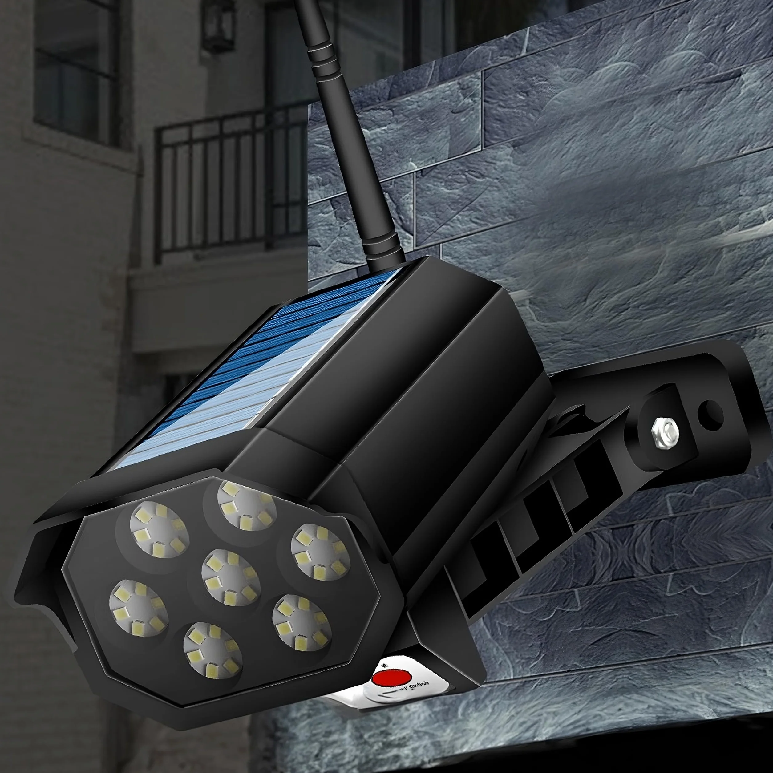 Retoo Finta Telecamera di Sorveglianza Esterna CCTV con Luce LED Solare Pannello Solare a Parete