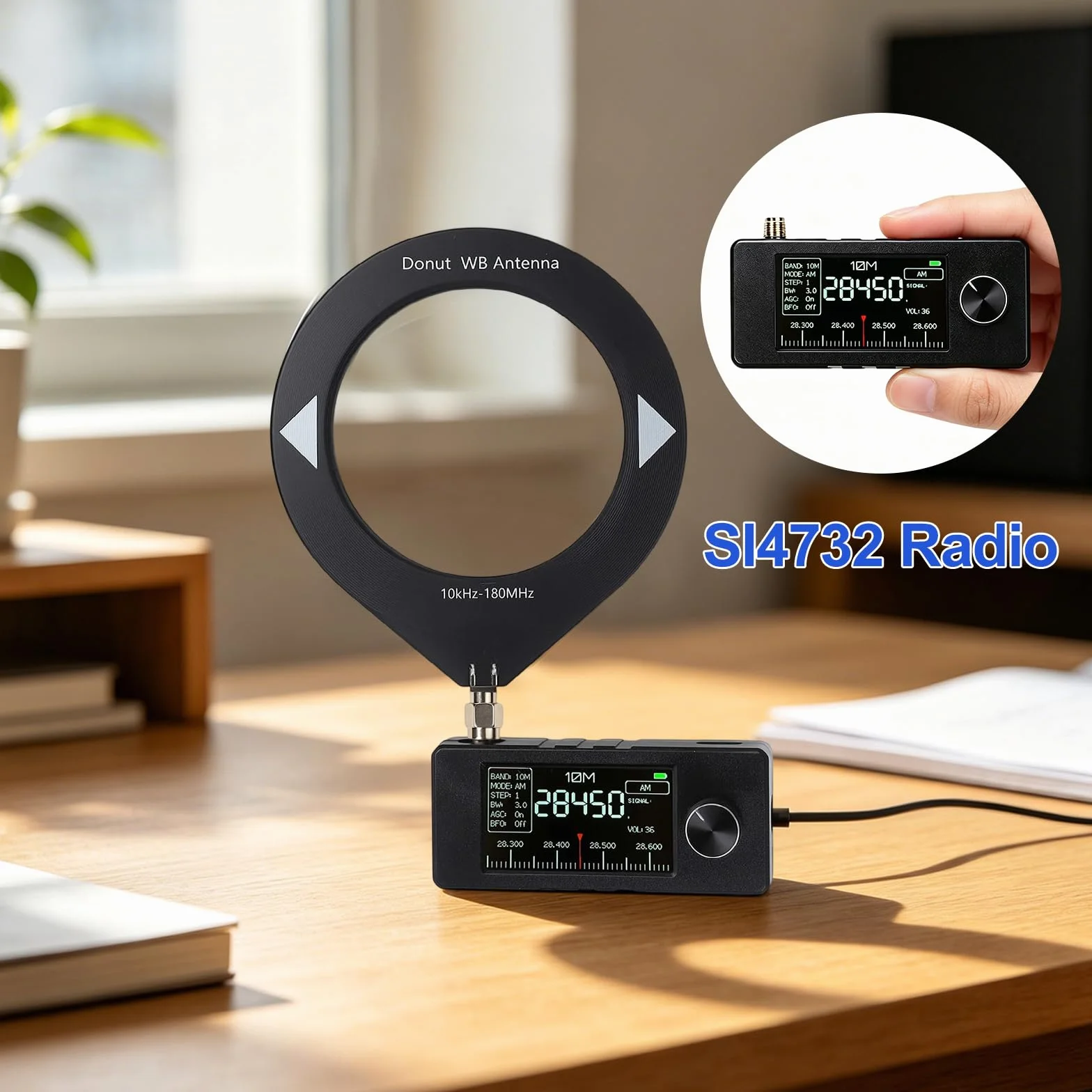 Mini SI4732 Radio ESP-32-S3 Master Control SI4732 Chip LSB USB AM FM Schermo IPS 4,8 cm Antenna Telescopica Antenna a Ciambella