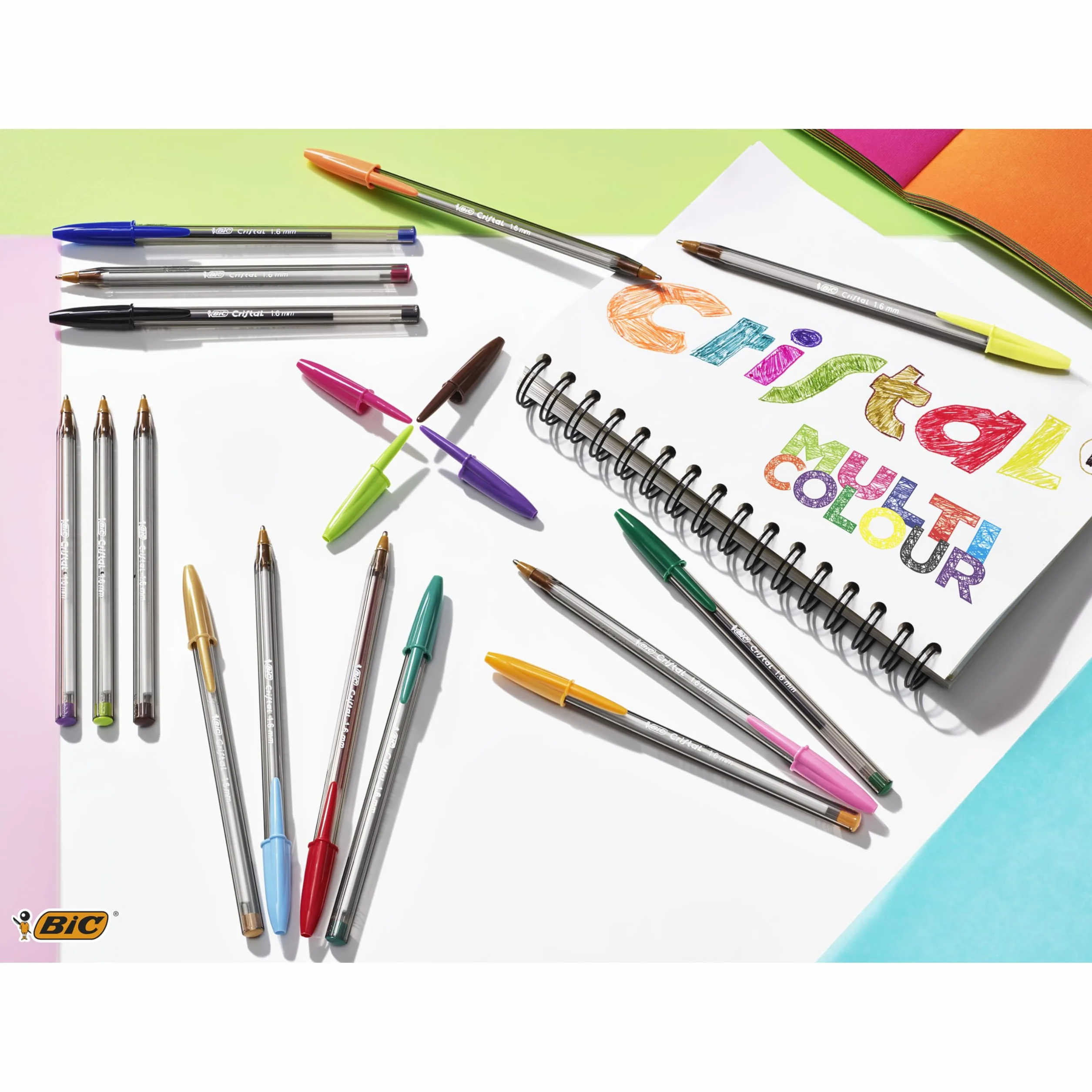 BIC Cristal Large Penne a Sfera Blu Punta Media 1.6 mm Confezione 50