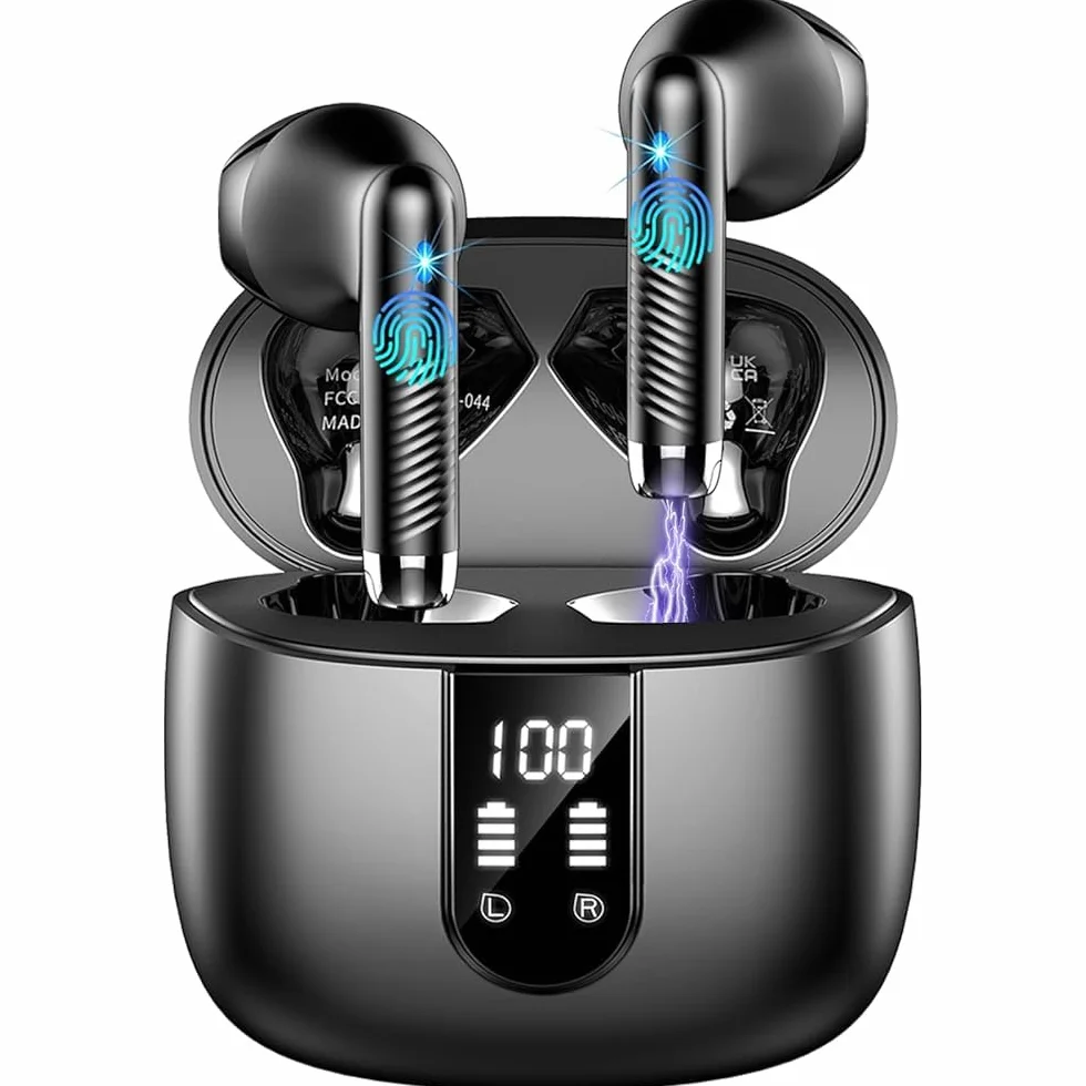 Cuffie Bluetooth 5.4, Auricolari Wireless In Ear con 6 ENC Mic, 6D Hifi Stereo, Cancellazione Rumore, IP7 Impermeabili Sport