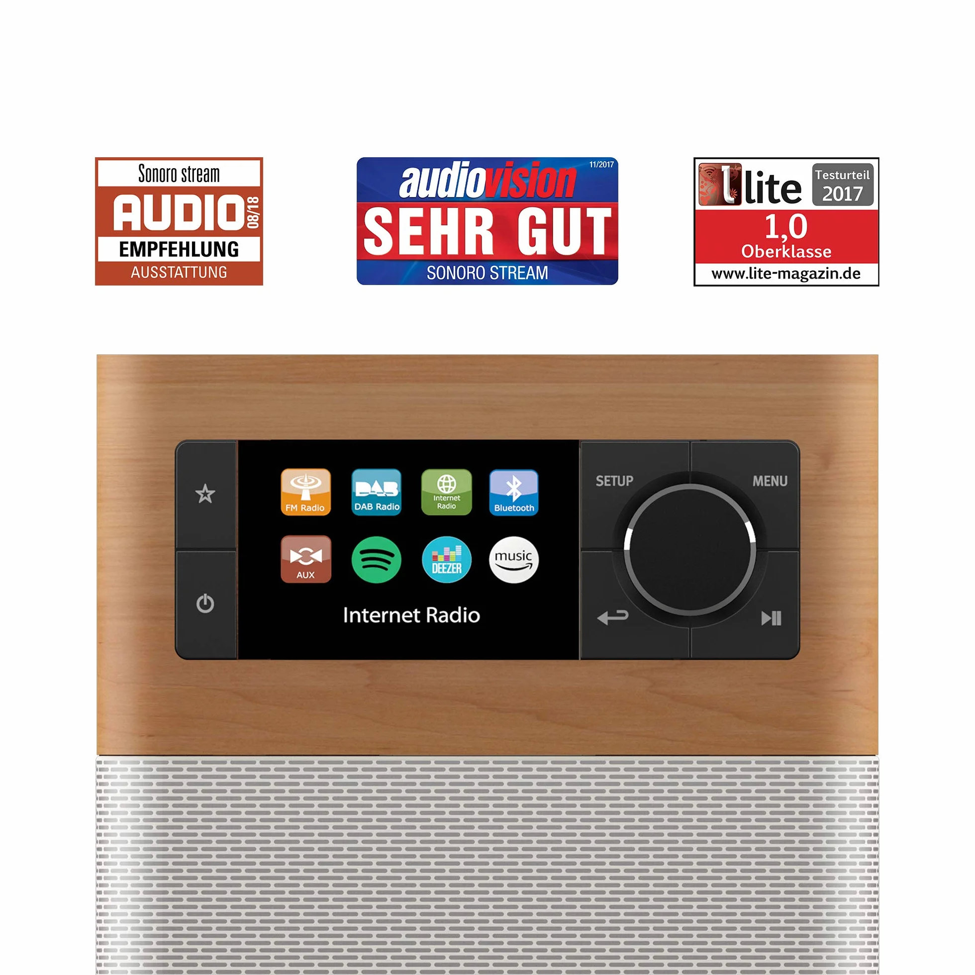 Sonoro Radio Internet Bluetooth DAB+ FM WLAN MP3 Spotify Amazon Deezer resistente agli schizzi acero bianco