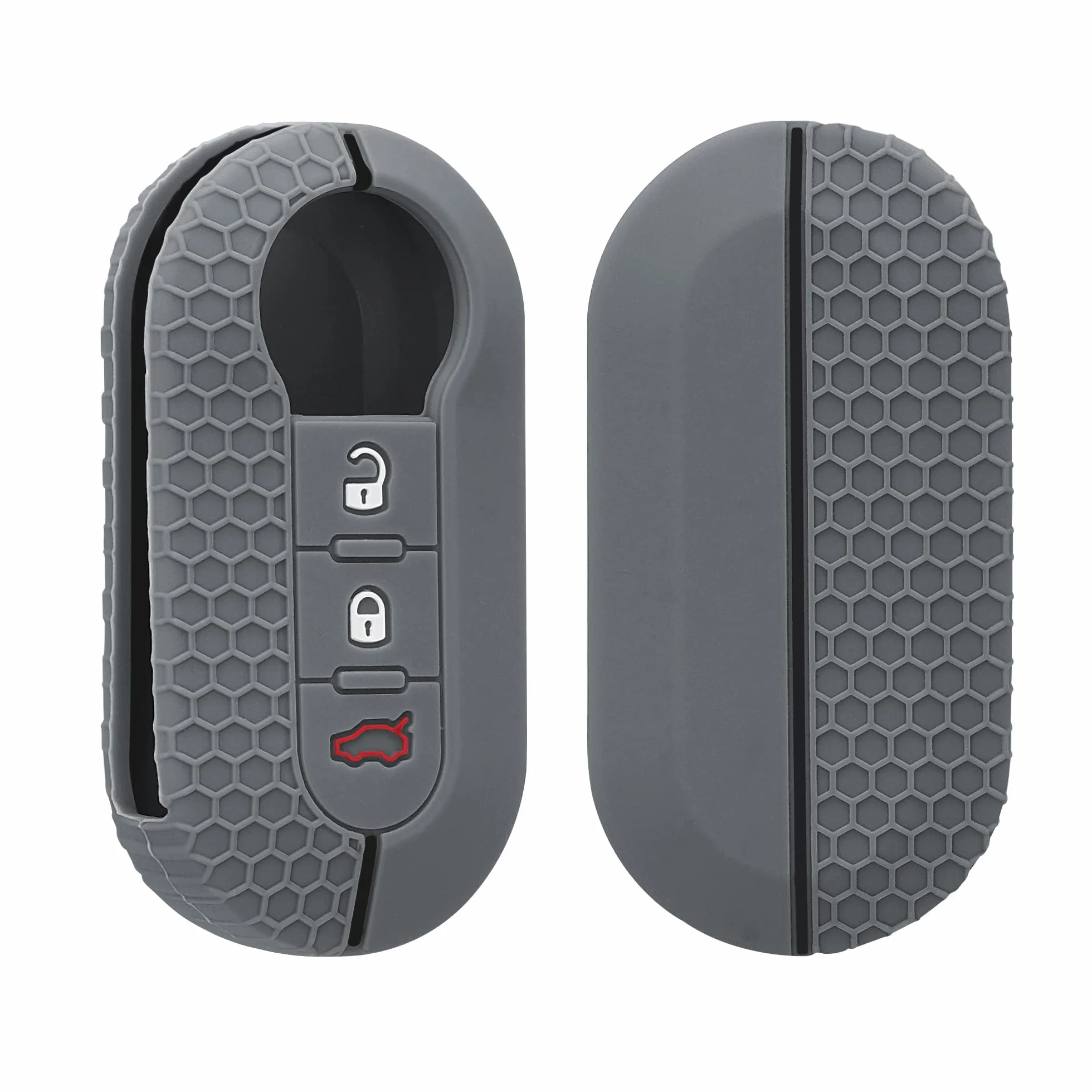 kwmobile Custodia Coprichiave Compatibile Fiat Lancia 3 Tasti Pieghevole Cover Grigio Nero