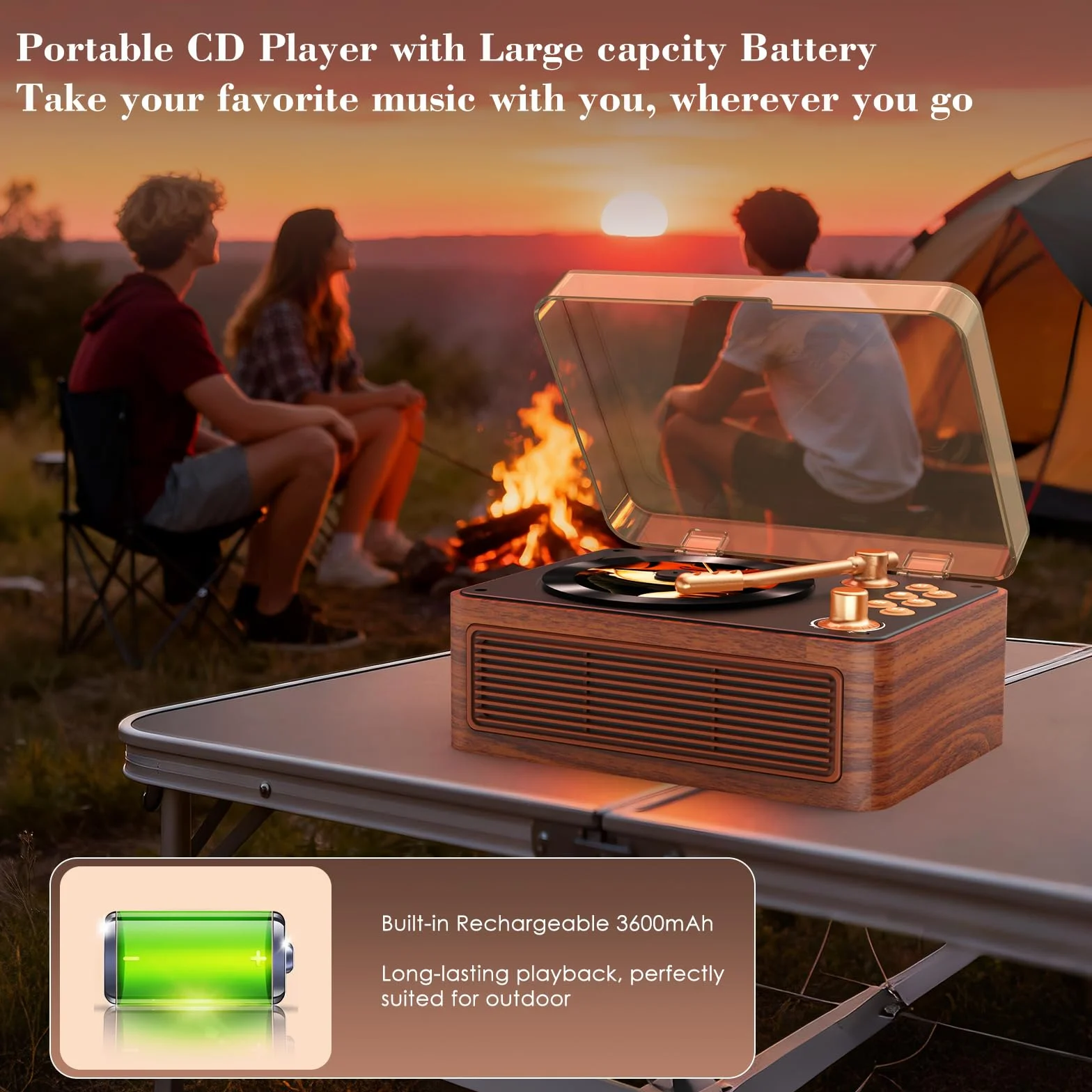 Kegaudio Lettore CD Portable Bluetooth con Altoparlante Radio Telecomando USB/AUX Noce