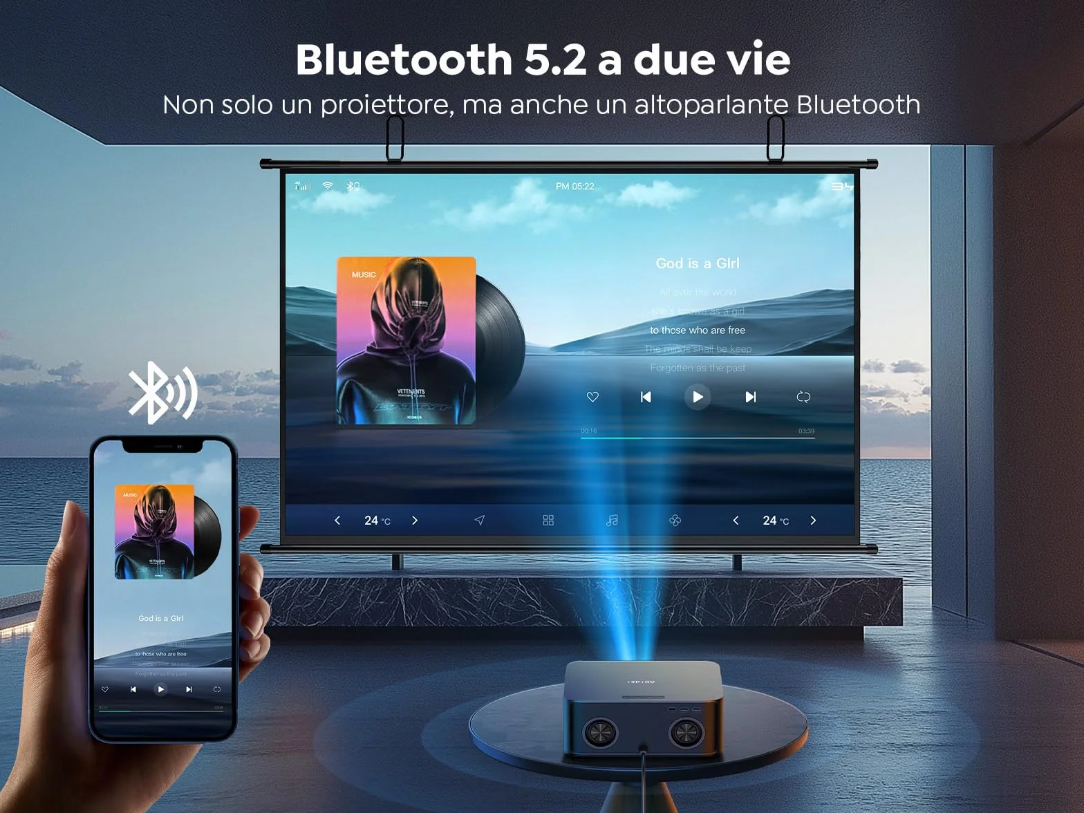 TOPTRO X9 Proiettore 4k 1500 ANSI Dolby Audio Wifi 6 Bluetooth Autofocus