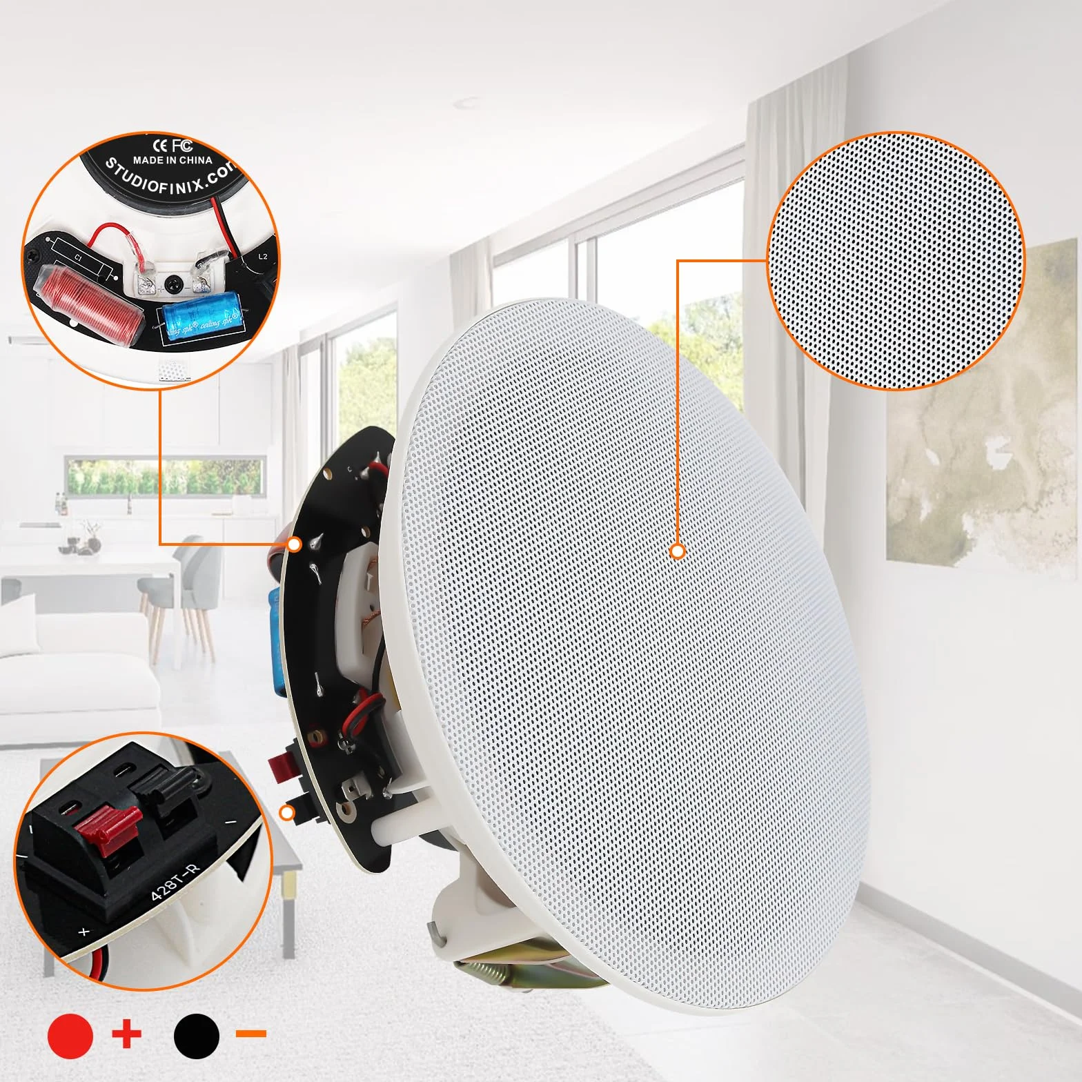 STUDIOFINIX Coppia altoparlanti passivi soffitto 10,2 cm 240 W per soggiorno ufficio cucina