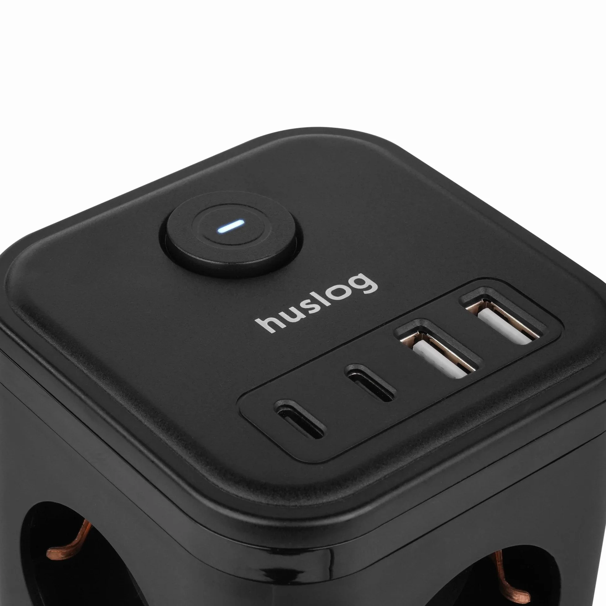 Cubo Multipresa 3 Prese AC 4 USB-C USB-A 3680W Compatta Ignifuga Interruttore ON/OFF Nera