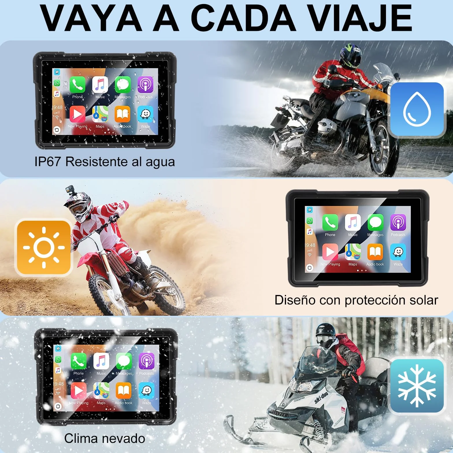 Navigatore Auto Portatile CarPlay Android Auto per Moto 5 Pollici Impermeabile Touchscreen