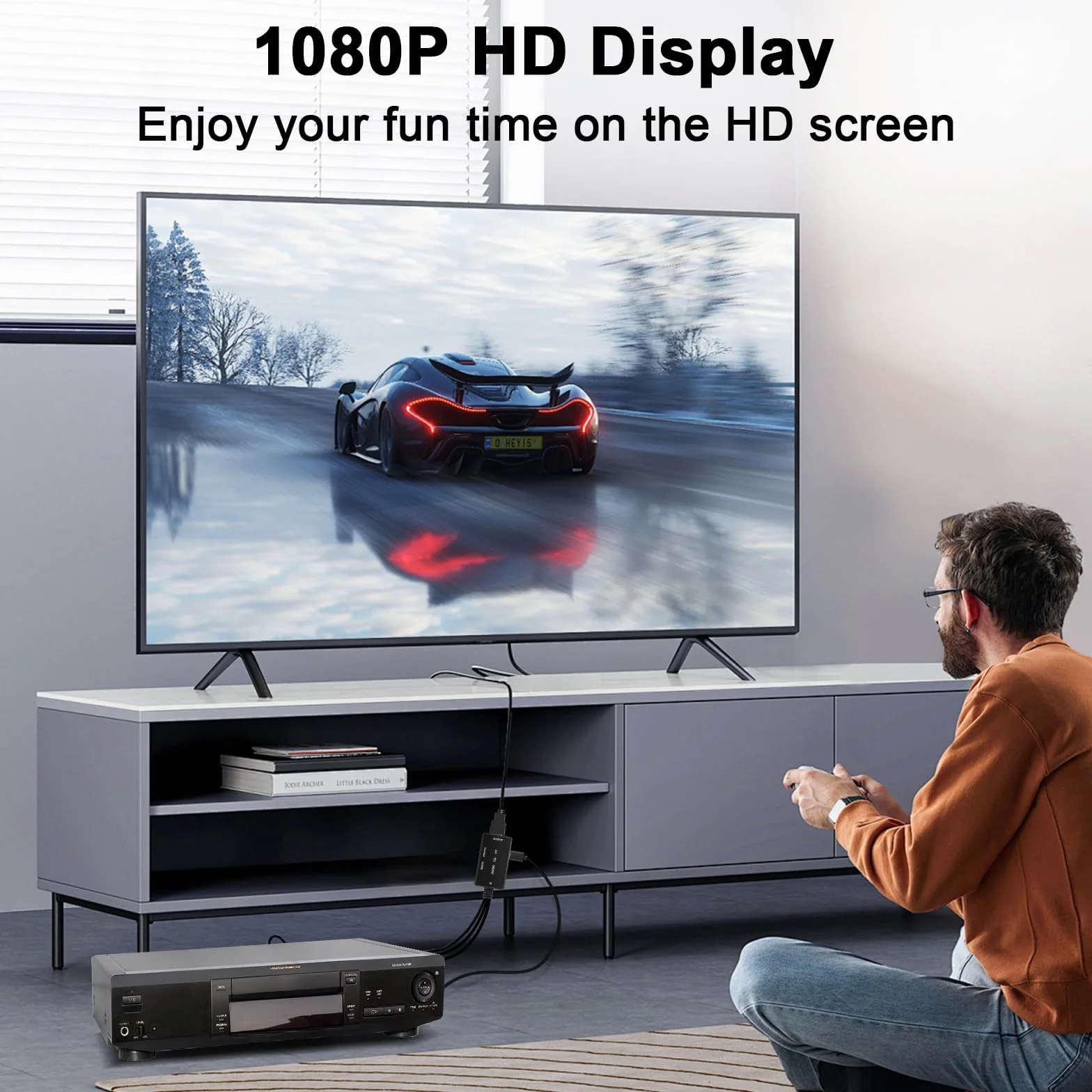 Jewan Convertitore da RCA a HDMI, Adattatore AV Composito 1080P con Cavo HDMI per PS2/SNES/VHS