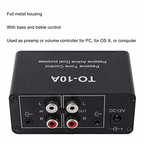 Mini Preamplificatore Audio Stereo con Controllo Tono EQ Passivo per Home Studio DJ