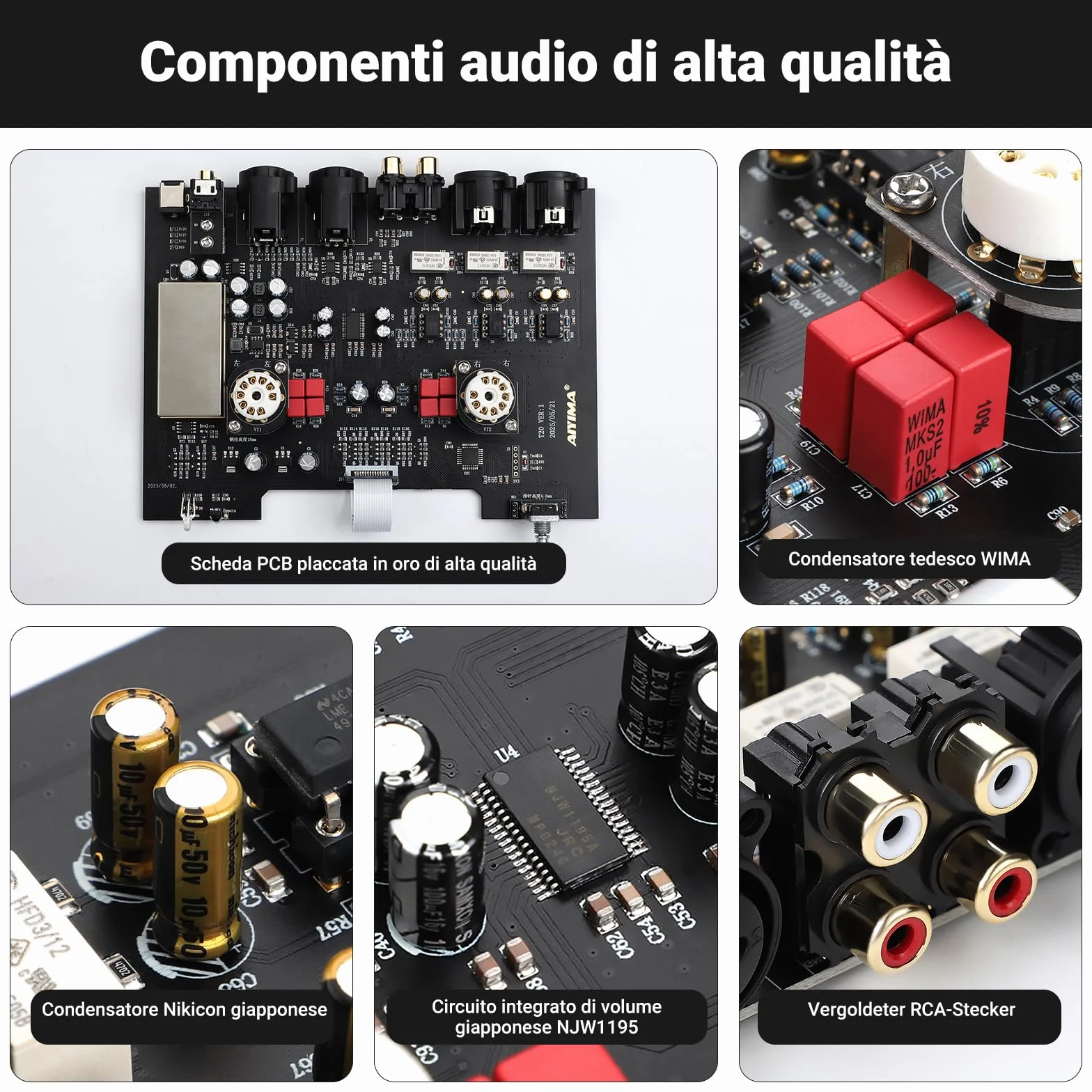AIYIMA T20 Preamplificatore valvolare bilanciato LME49720 HiFi Home audio mini preamplificatore RCA XLR trigger 12V