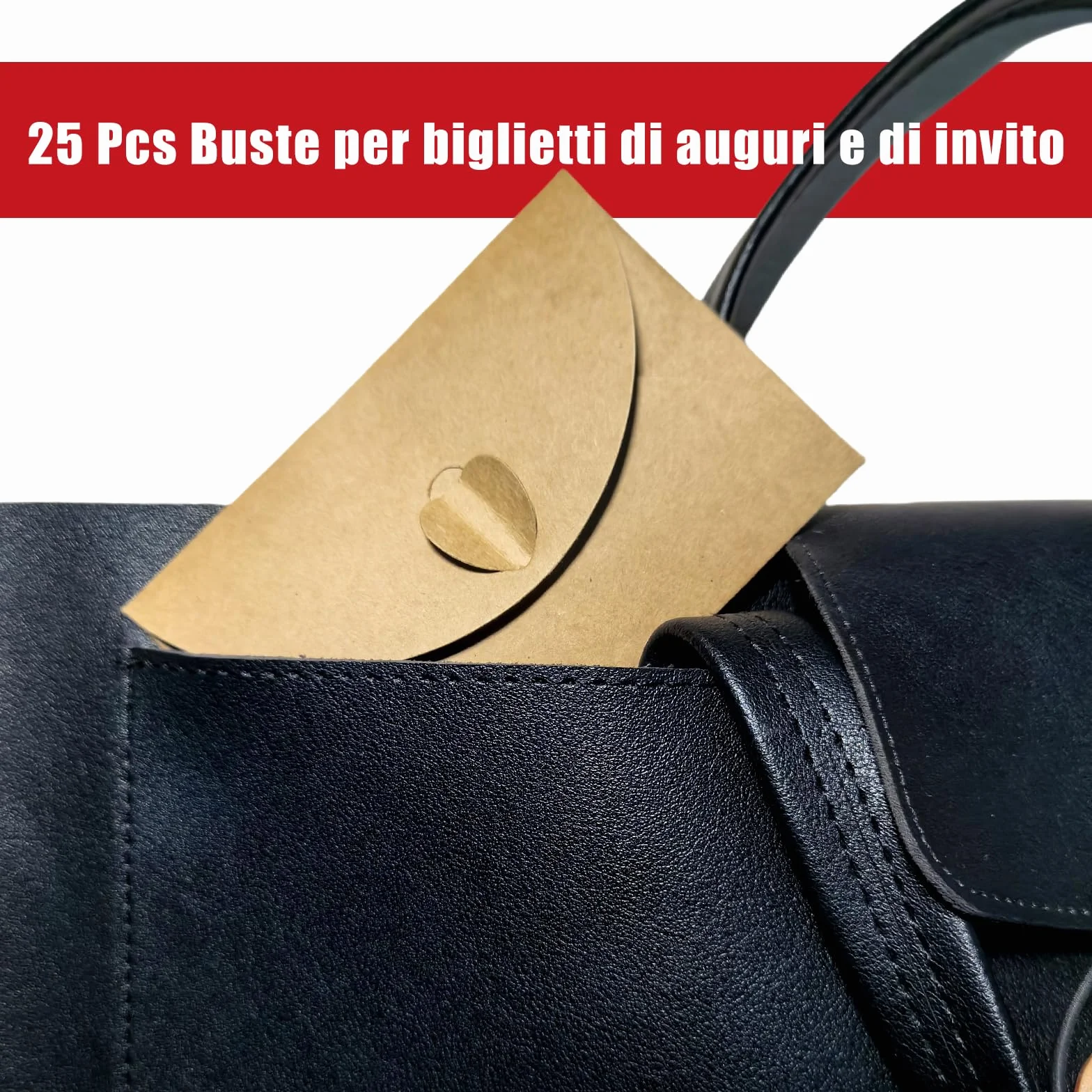 Buste di Carta Kraft Retro con Chiusura a Cuore 25 Pezzi per Biglietti di Auguri e Inviti