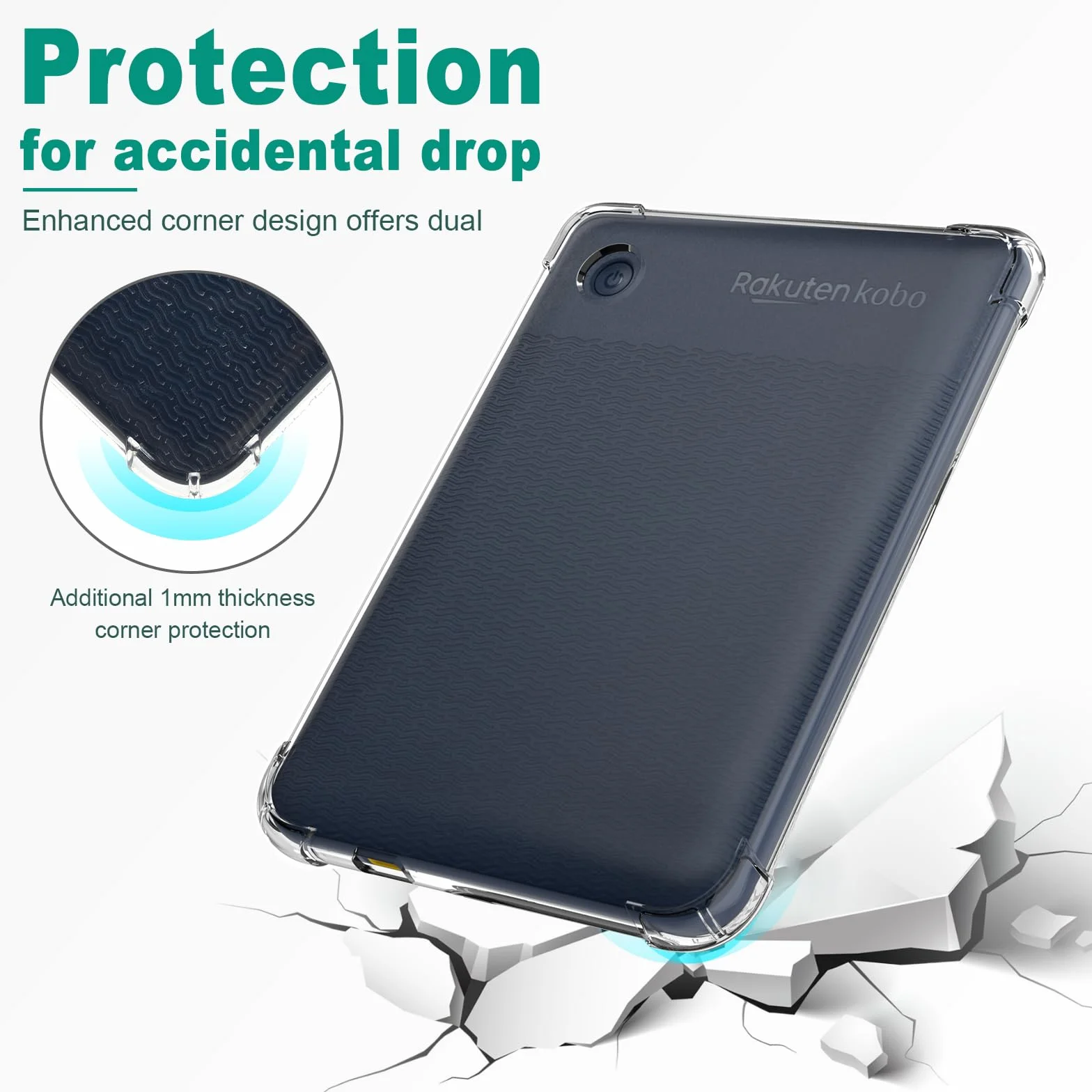 Tenano Custodia Trasparente per Kobo Clara Colour/BW/2E, Tolino Shine Colour/Shine 5/4, Copertura Posteriore in Silicone 6"