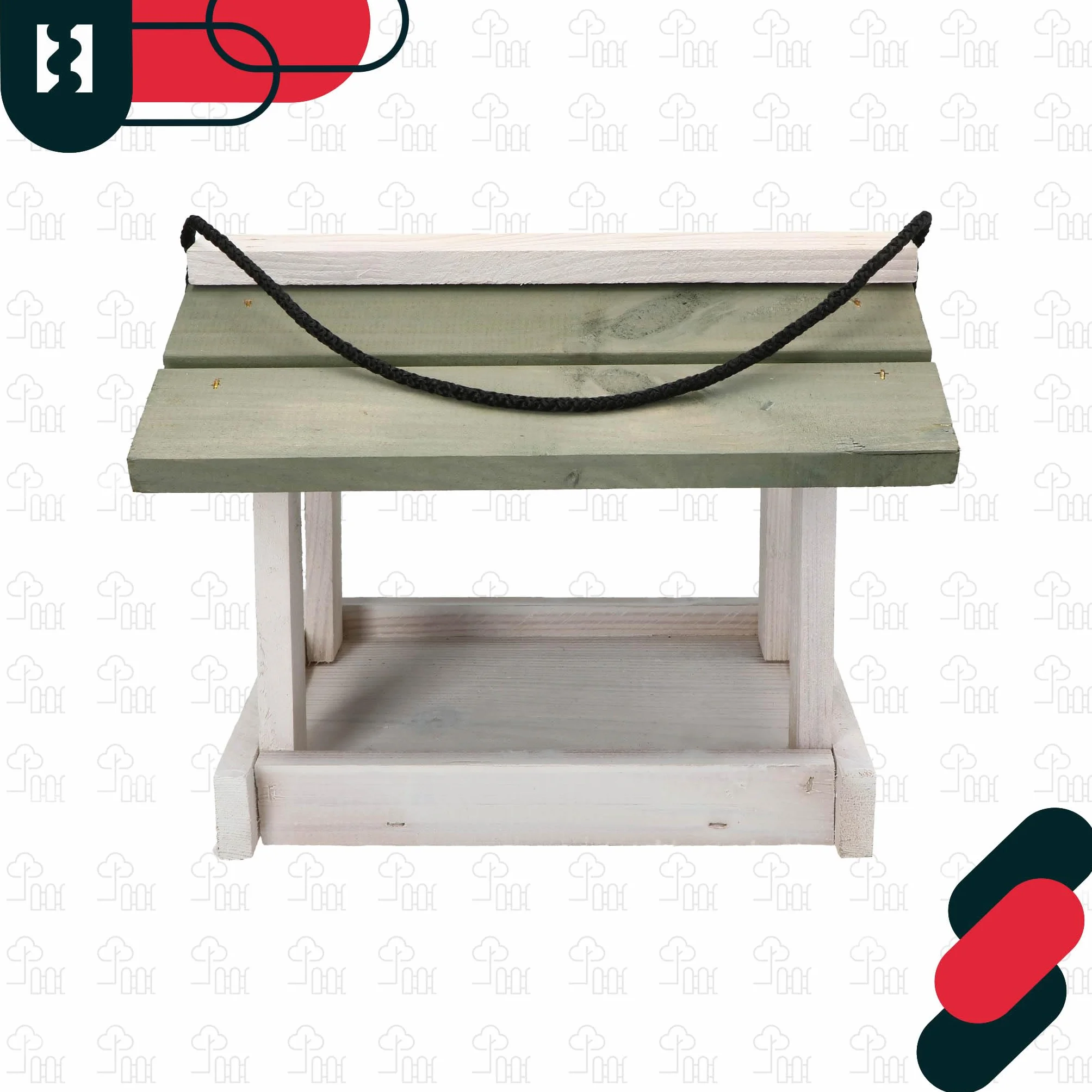KOTARBAU Mangiatoia Uccelli da Esterno Legno 23.5x21x18 cm Bianco Grigio Casetta Uccellini Selvatici Decorazione Giardino