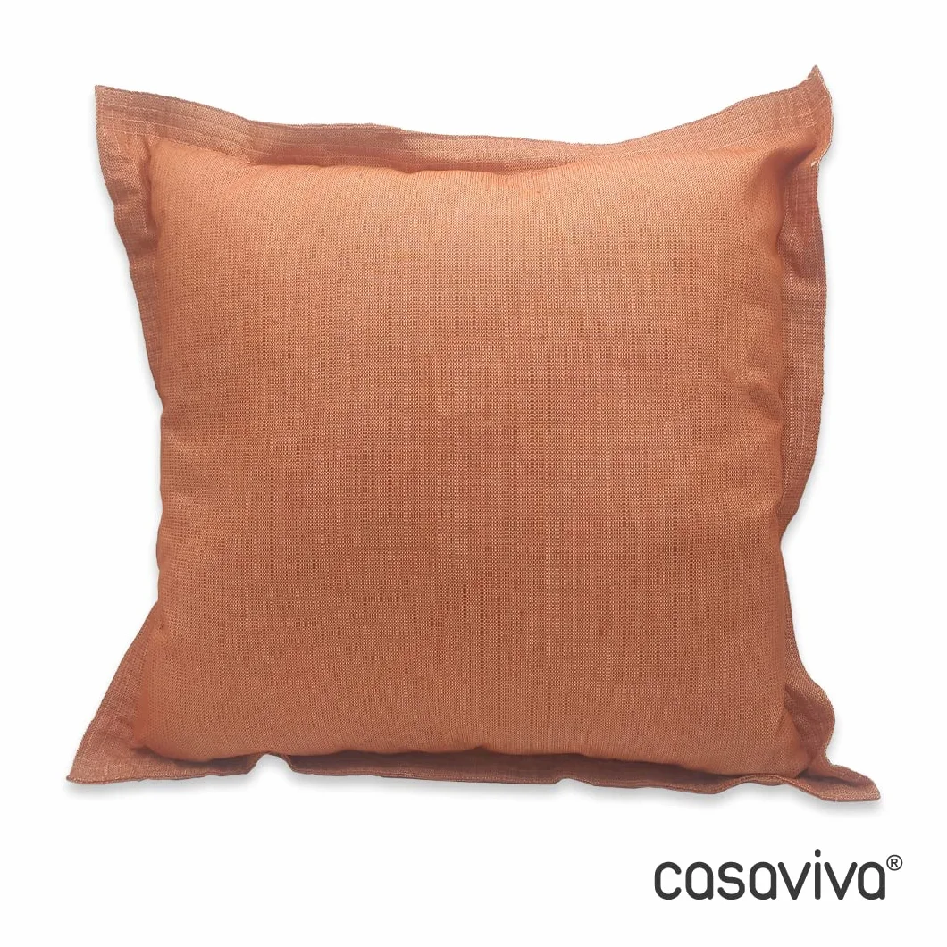 casaviva ® Set 2 cuscini Completi di Imbottitura in Misto Cotone Riciclato Effetto Canapa Idrorepellenti Made in Italy Interni ed Esterni Sfoderabili (50_x_50_cm, Arancione)