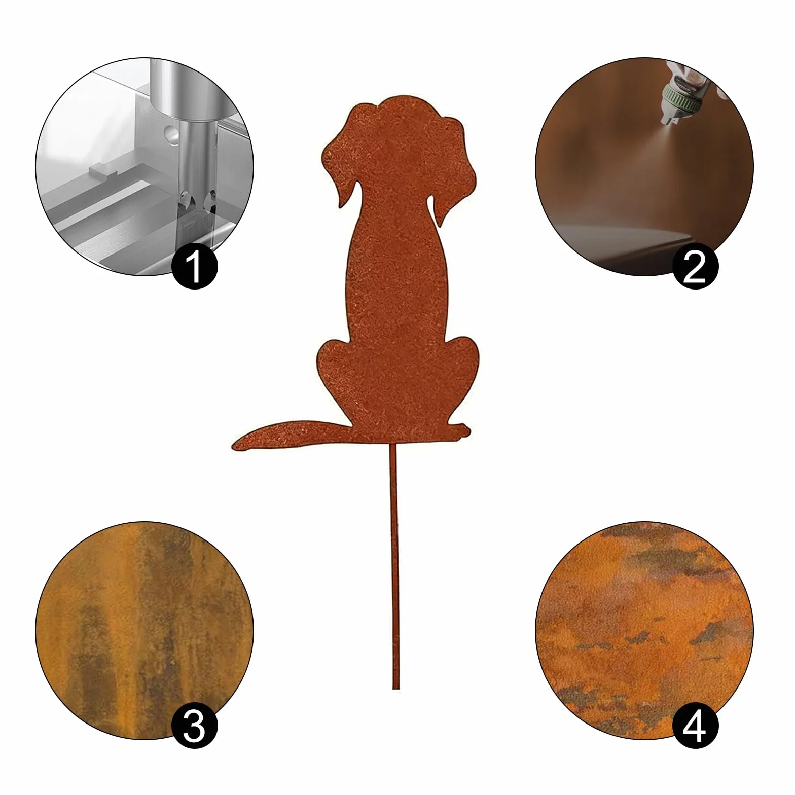 5 Pezzi Cani e Gatti Decorazione Giardino Ruggine, Spine da Giardino in Stile Arrugginito, per Terrazza e Balcone, Altezza ca. 18 cm