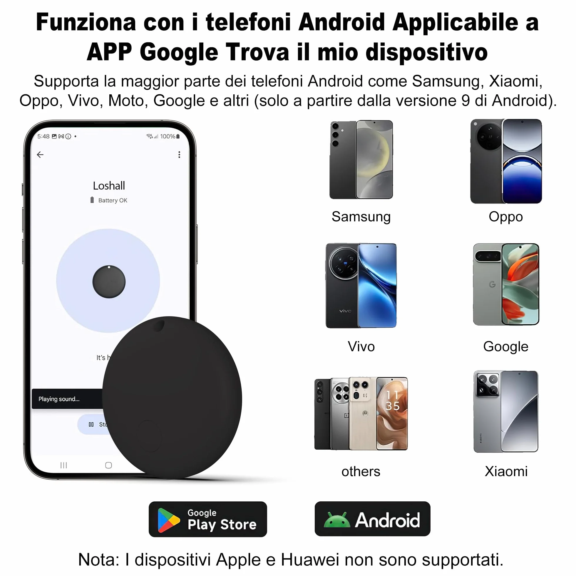 Air Tracker Android Smart Tag Bluetooth Tracker per chiavi bagagli zaini borse nero Confezione da 4