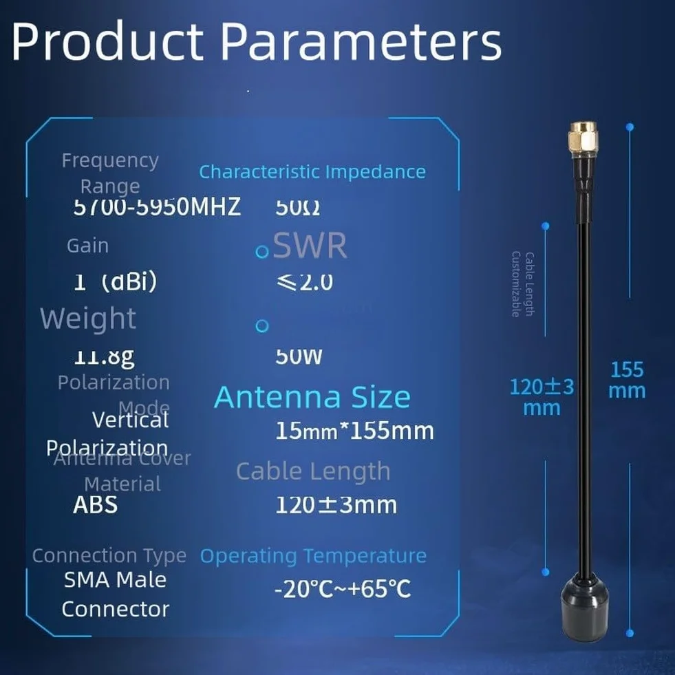 Antenna FPV 5.8GHz Omnidirezionale 360° ABS per Trasmissione Fuchi