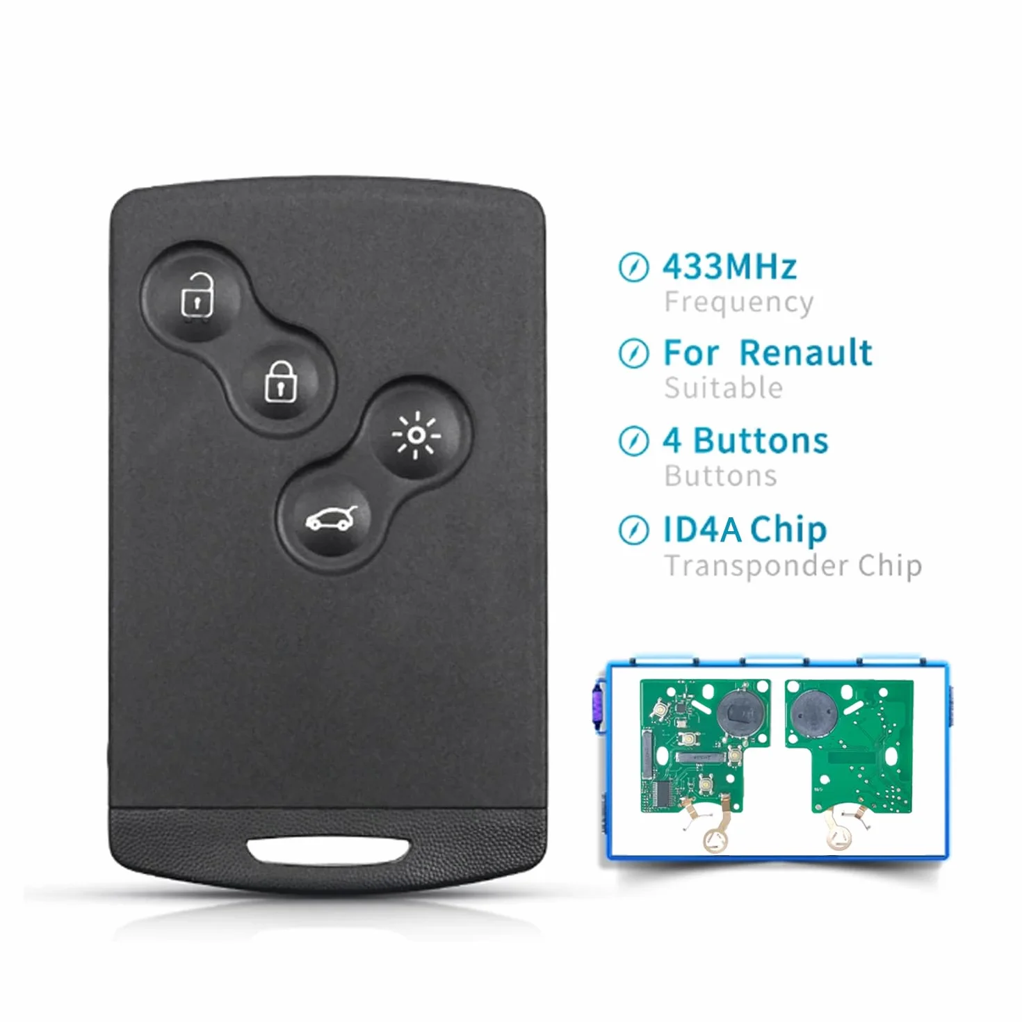 Chiave Telecomando 4 Tasti 433 MHz PCF7953M/4A Guscio per Renault Clio IV 2009-2015 Captur 2013-2017 Chiave Auto con Scheda Vuota Programmabile