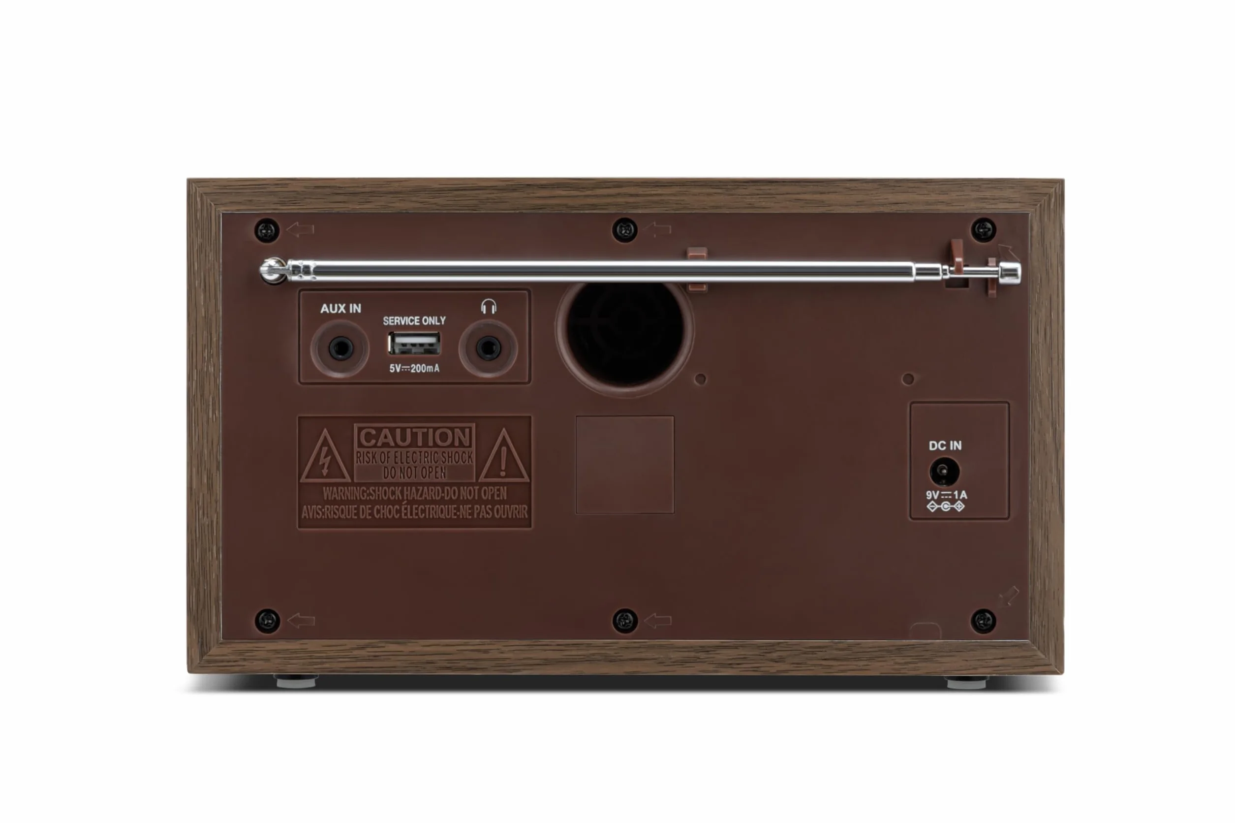 Linsar Radio nostalgica in legno con sintonizzazione digitale FM/DAB, porta USB, BT wireless, altoparlante mono, AUX-IN, cuffie, display LCD
