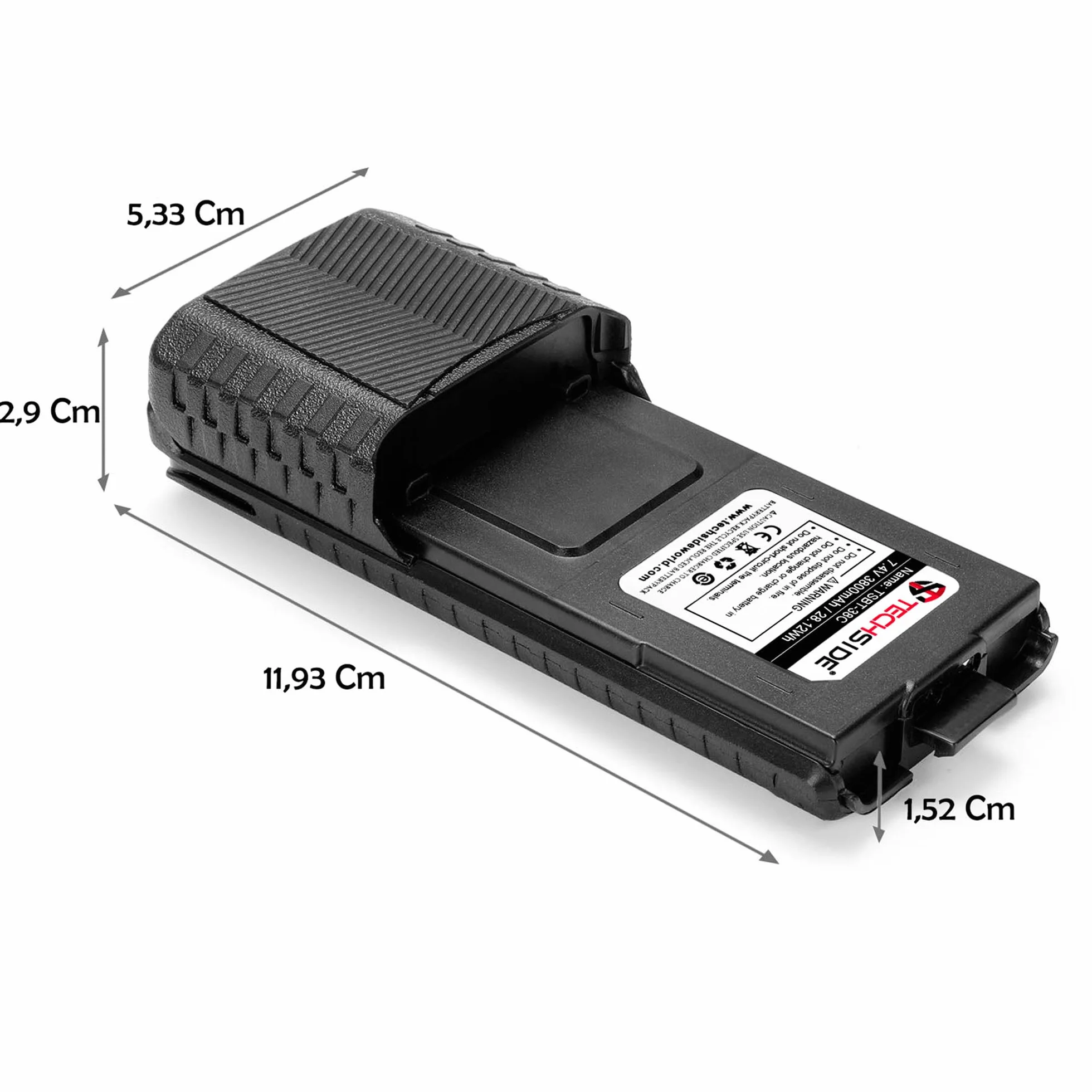 TechSide TSBT-38C Batteria maggiorata 3800mAh ricaricabile USB C compatibile con TI-F8+ TS-T9+ UV-5R