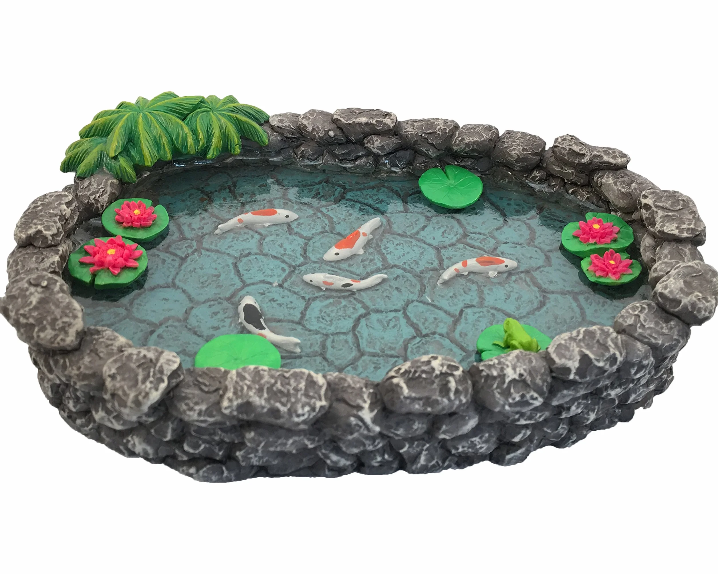Laghetto in miniatura con carpe Koi, per giardino delle fate in miniatura. Un laghetto con accessori in miniatura per giardino delle fate in miniatura, di Glitzglam