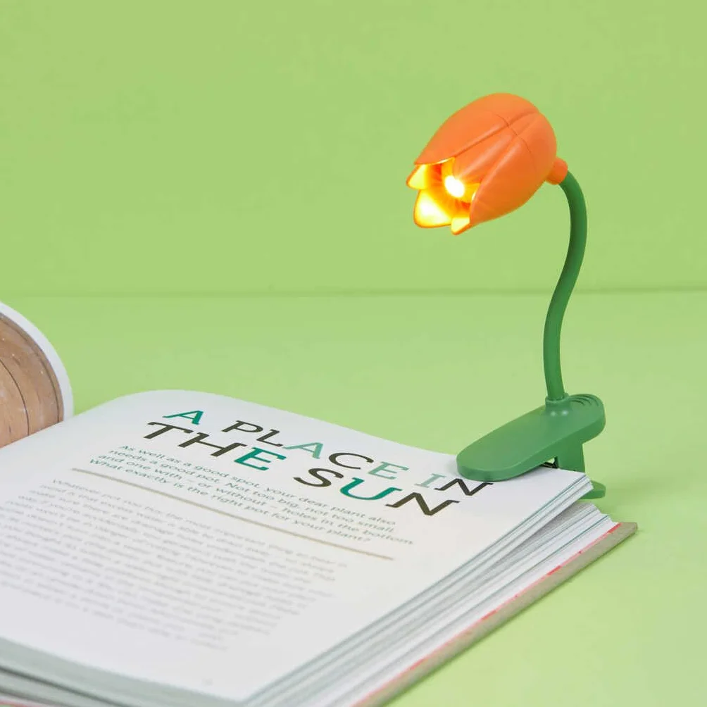 Balvi Lampada Flessibile con Clip a Forma di Tulipano Arancia per Lettura