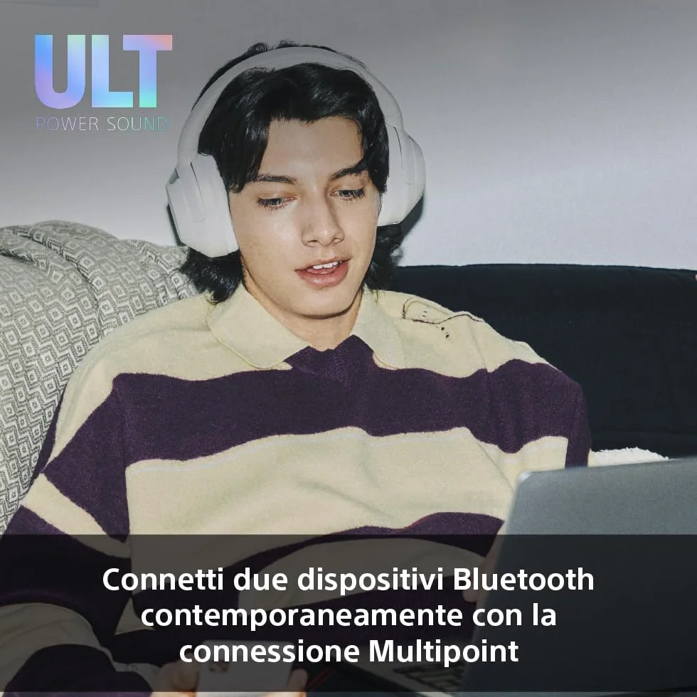 Sony ULT WEAR Cuffie Wireless Noise Cancelling, Bassi Profondi, Processore WH-1000XM5, Batteria 30 Ore, Nero