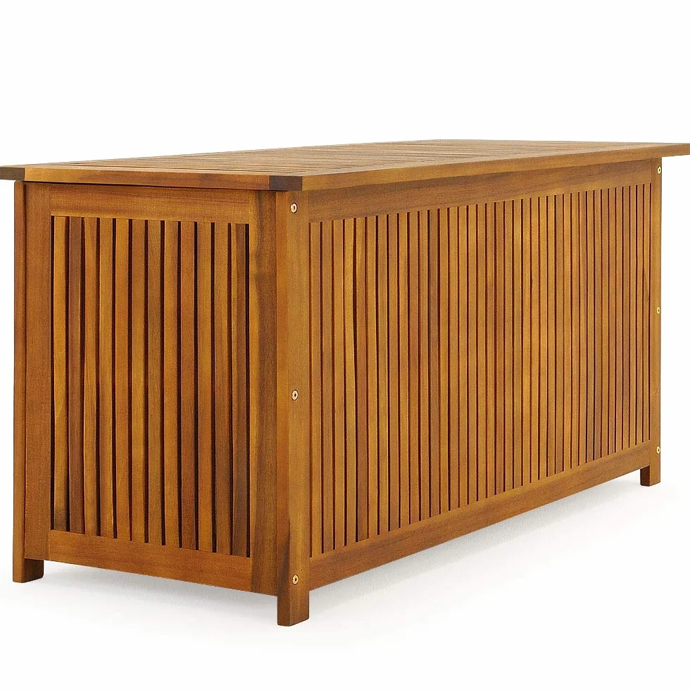 Casaria® Baule da Giardino in legno 115x50x59cm 205L Carico Max. Coperchio 160KG Contenitore Salvaspazio Fodera Interna