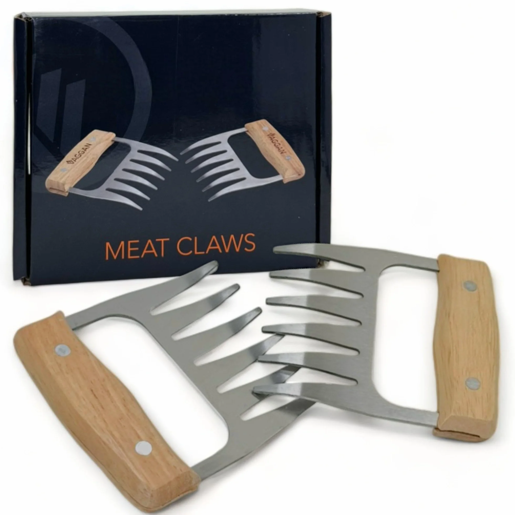 MIJOMA Set di 2 artigli in acciaio inox pulled pork – tritacarne con manico in legno – ideale per barbecue americano e utensili da cucina – sicuro e facile da maneggiare – 11 x 12 cm