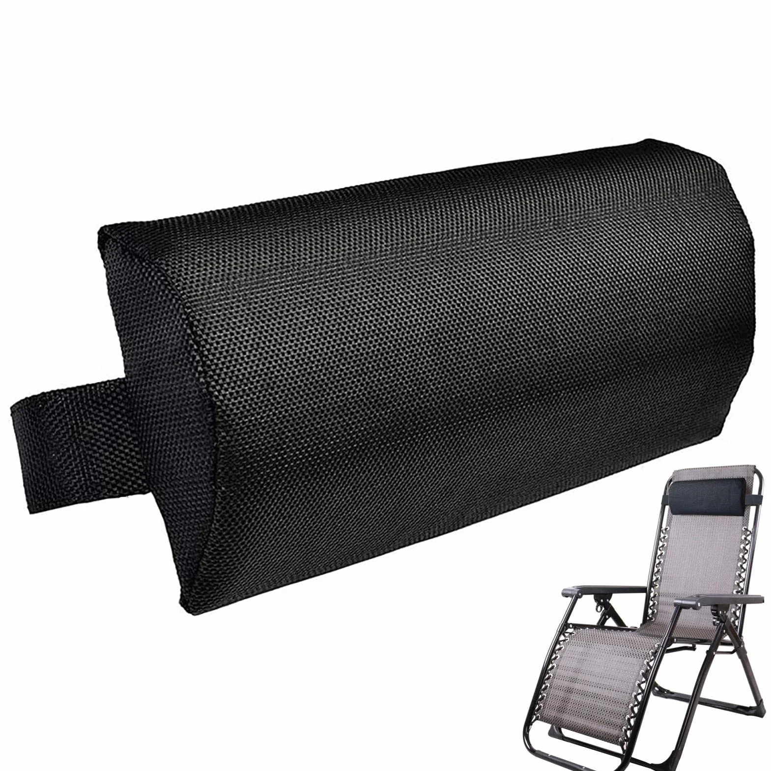 Cuscino per la testa per sedie a sdraio, regolabile in altezza, comodo cuscino reclinabile da giardino, con cinghia elastica per sedie, poltrone, 37,5 x 17,9 cm