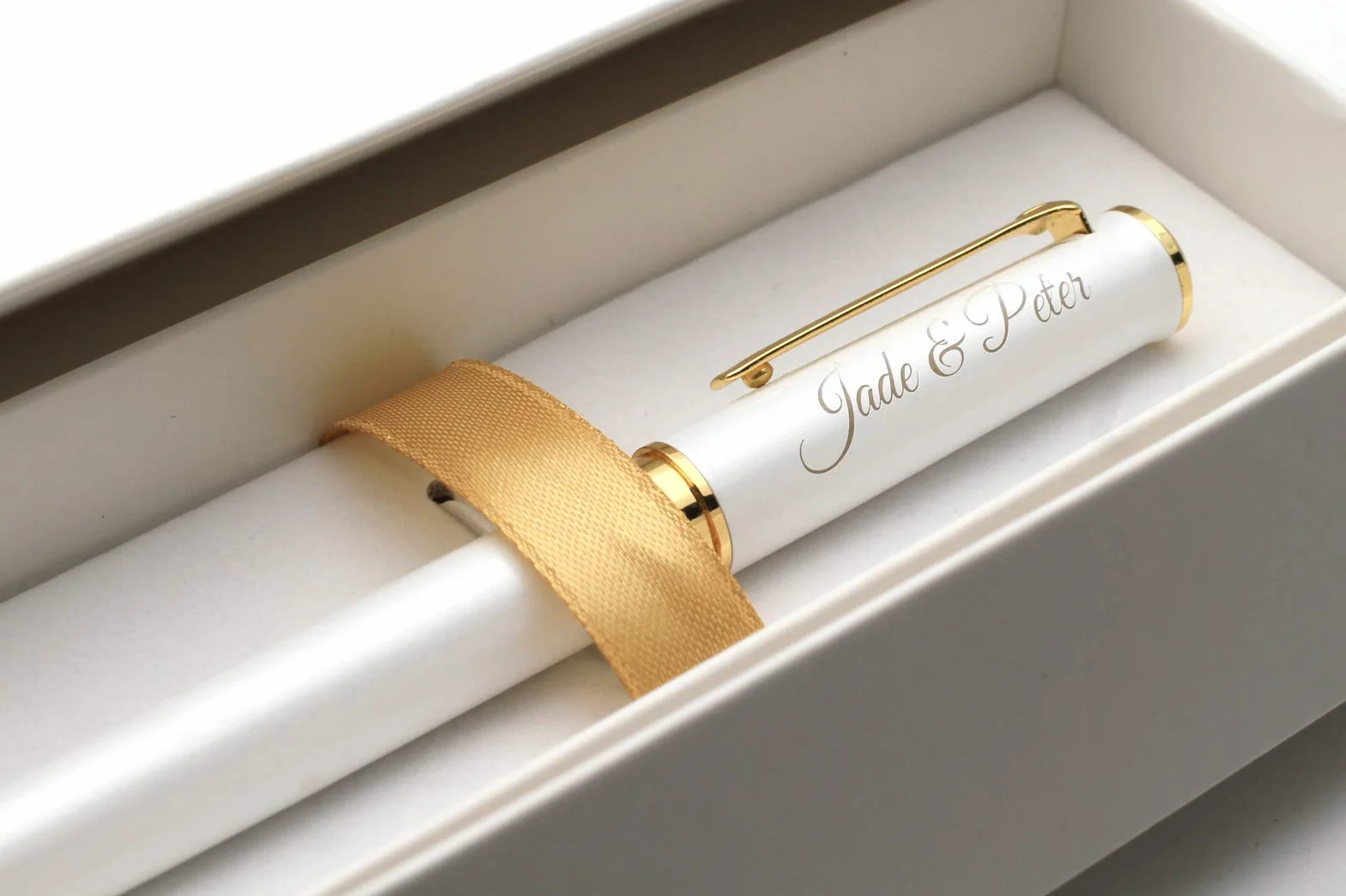 Penna personalizzata in metallo Premium con confezione regalo | Incisione laser - Bianco