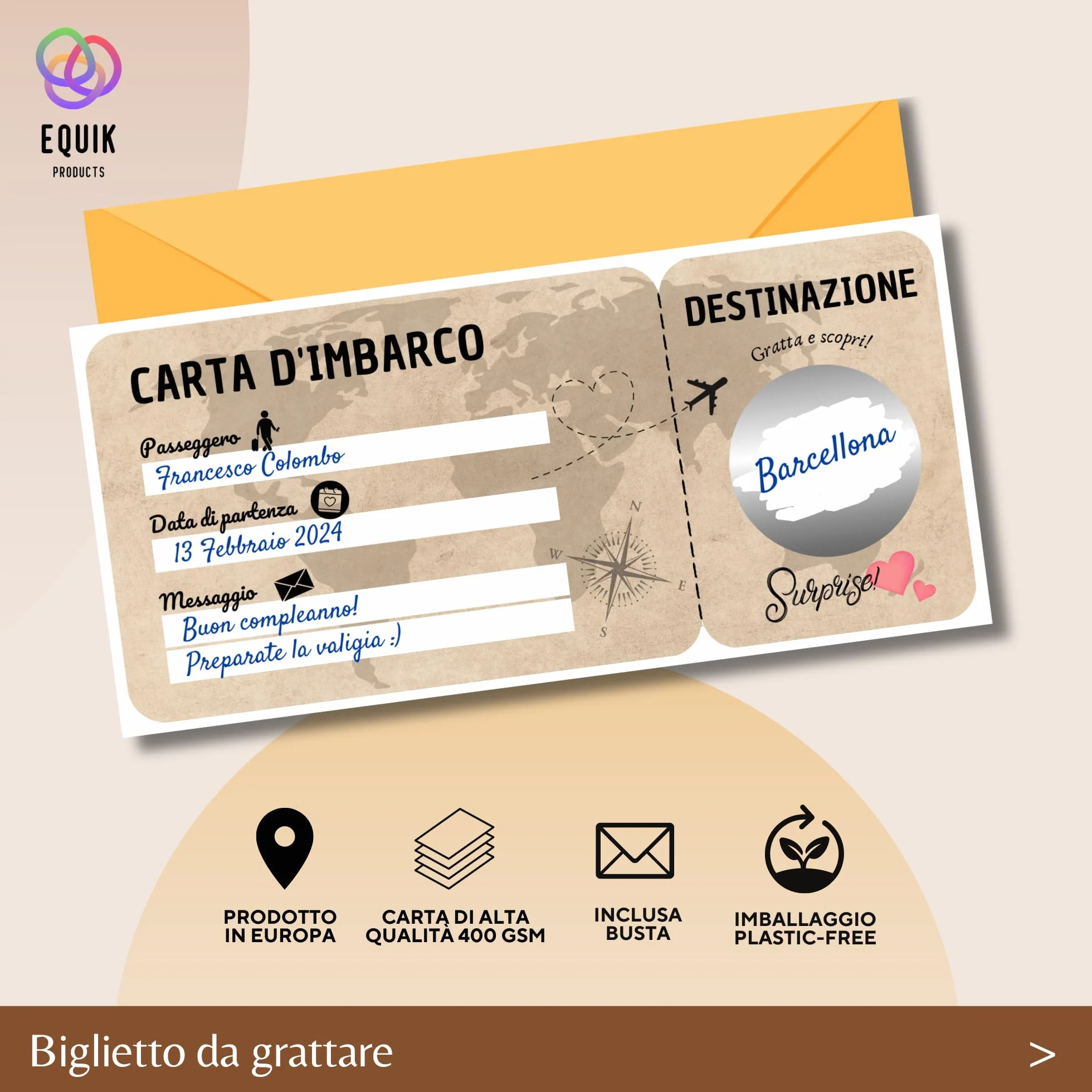 Regalo viaggio sorpresa Biglietto da grattare Buono viaggio Regalo viaggiatore romantico San Valentino Biglietto aereo carta di imbarco Gratta e scopri