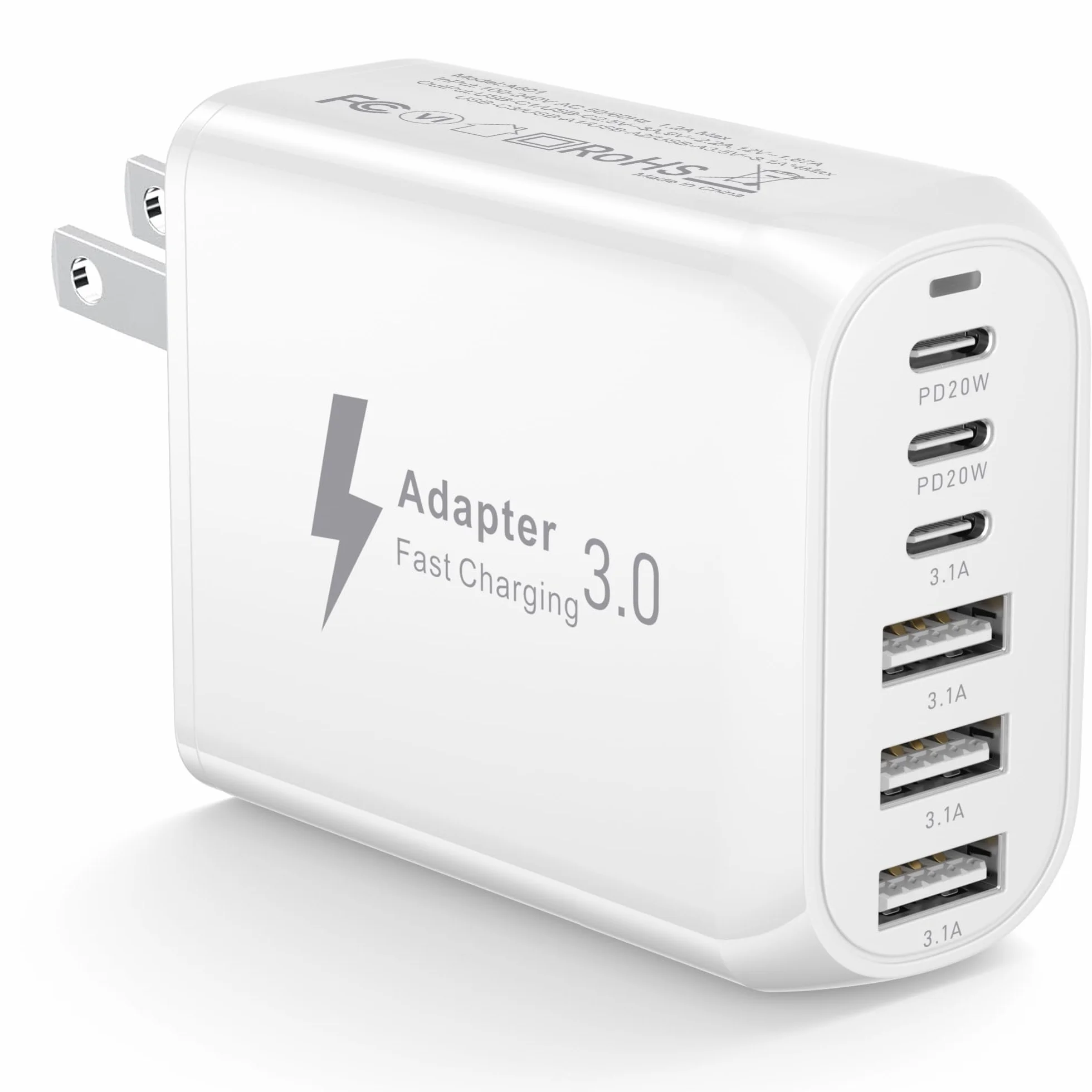 Caricatore Viaggio USA 60W Adattatore Presa USA 3 USB-C 3 USB-A Spina Tipo A/B per Canada Messico Giappone