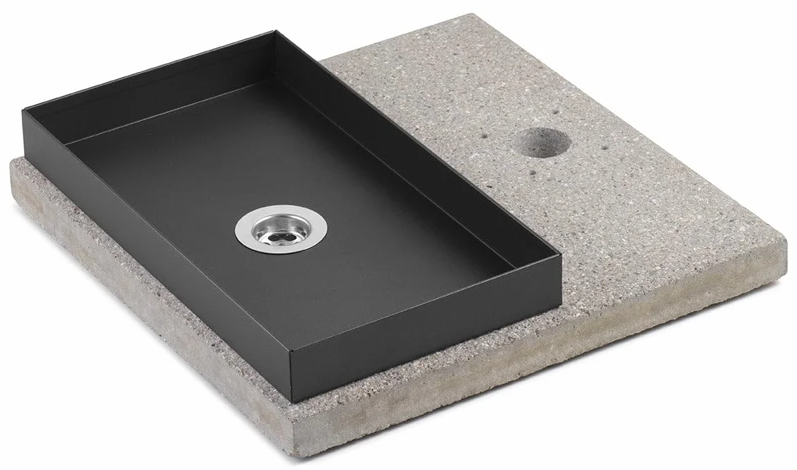 Base con Vaschetta per Fontane con Ghiera Piccola 40x40x5 cm in Cemento Belfer 42/BSE/6 Antracite
