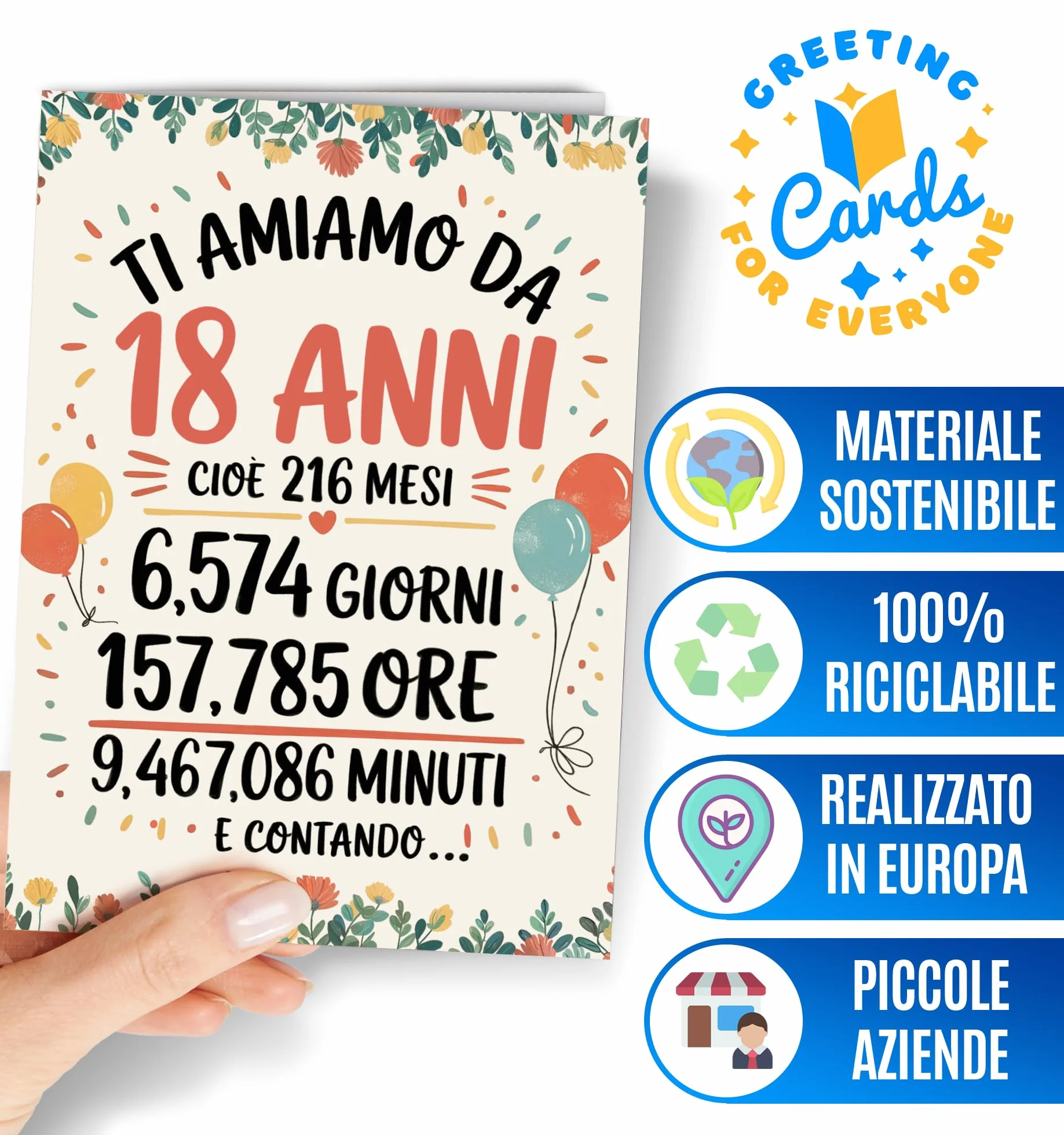 Biglietto Auguri 18 Anni Ragazza, Ragazzo - Regali Compleanno - Idee Regalo Divertente Figlio, Figlia