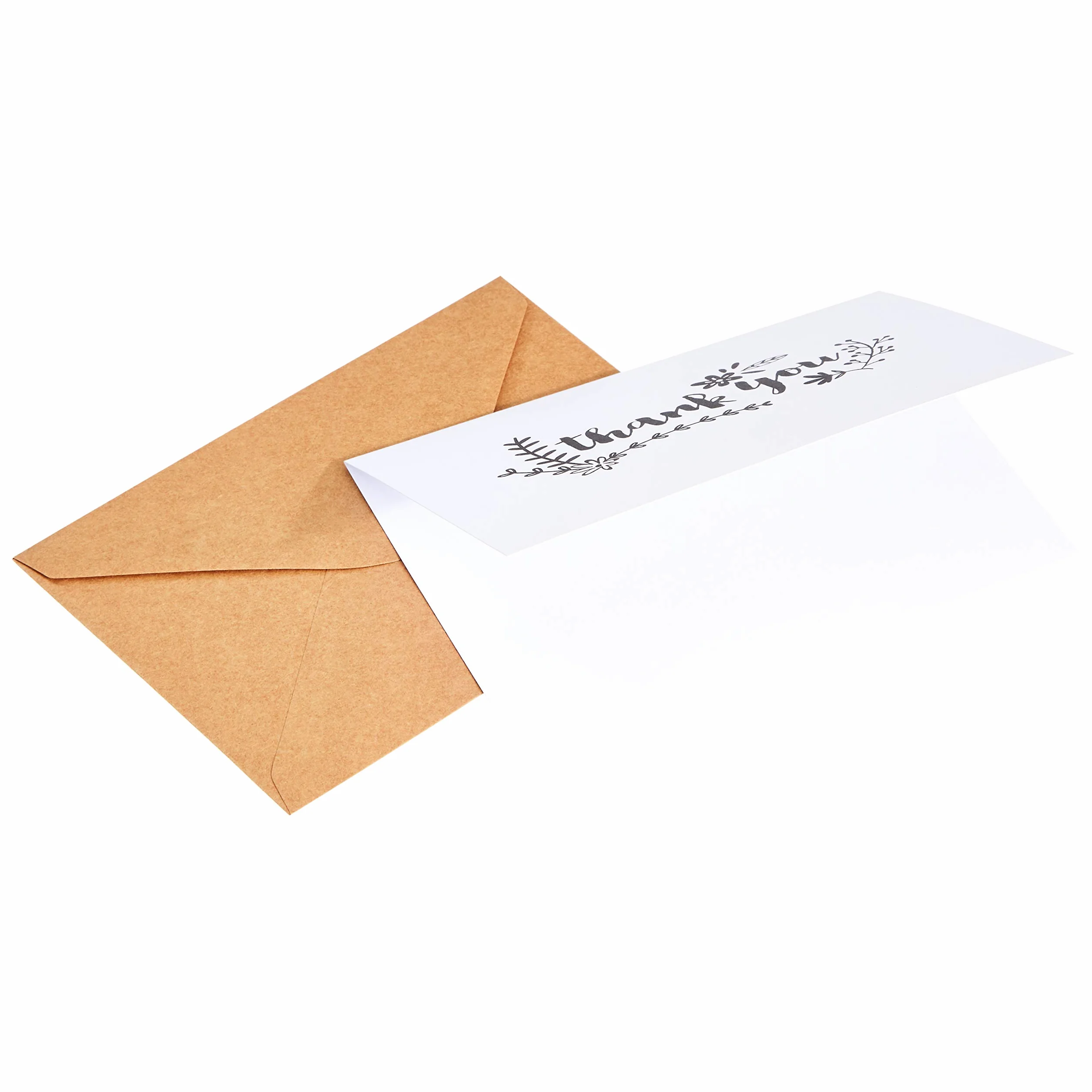 Amazon Basics Cartolina di ringraziamento "Thank you", bianco e nero, 48 unità