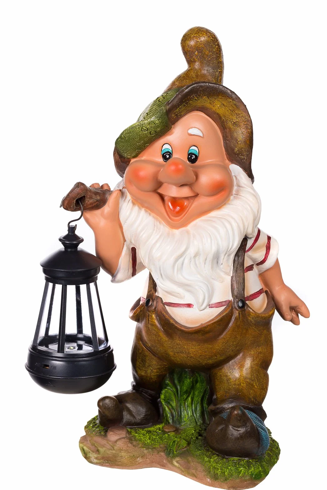 Figura, gnomo da giardino con lampada solare NF11021-2D, altezza 37 cm, statuetta da giardino, gnomo decorativo con lampada solare a LED, bella e finemente lavorata
