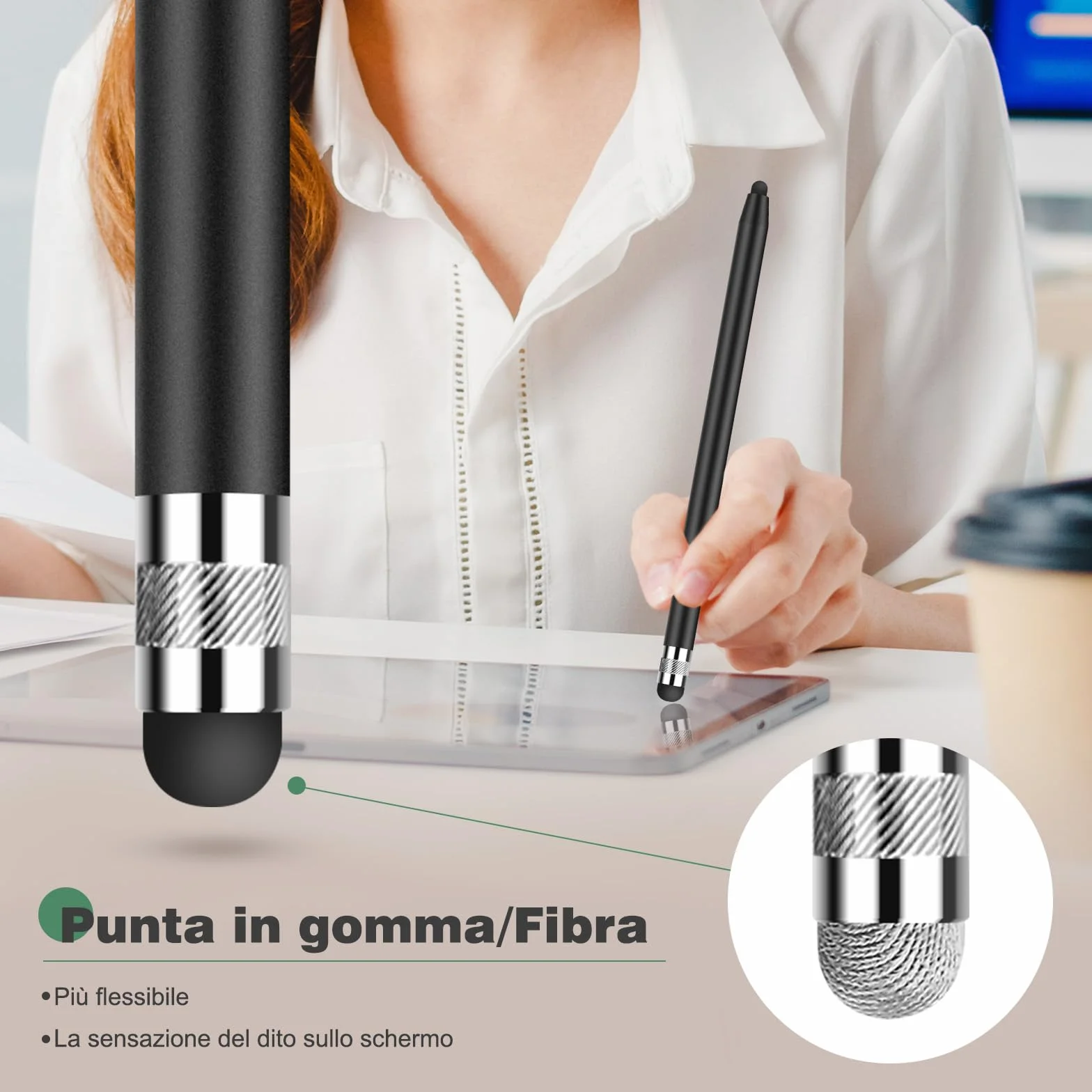 MEKO Pennino per tablet 2 in 1 Touch Pen 6 punte in gomma per iOS Android iPhone iPad Samsung Huawei Xiaomi