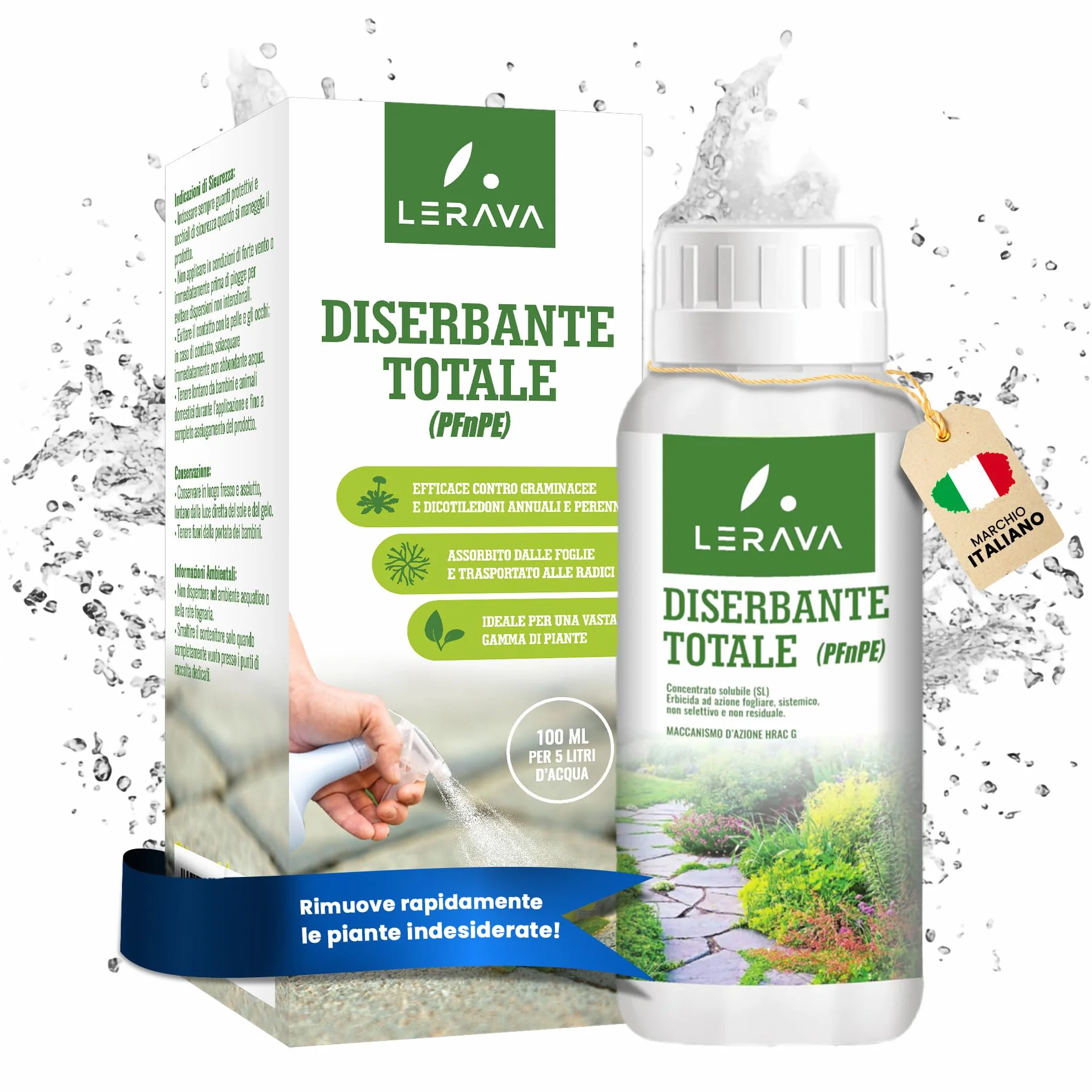 LERAVA® Diserbante Totale Potente (2x500 ml) - Glifosato erbicida contro erbacce