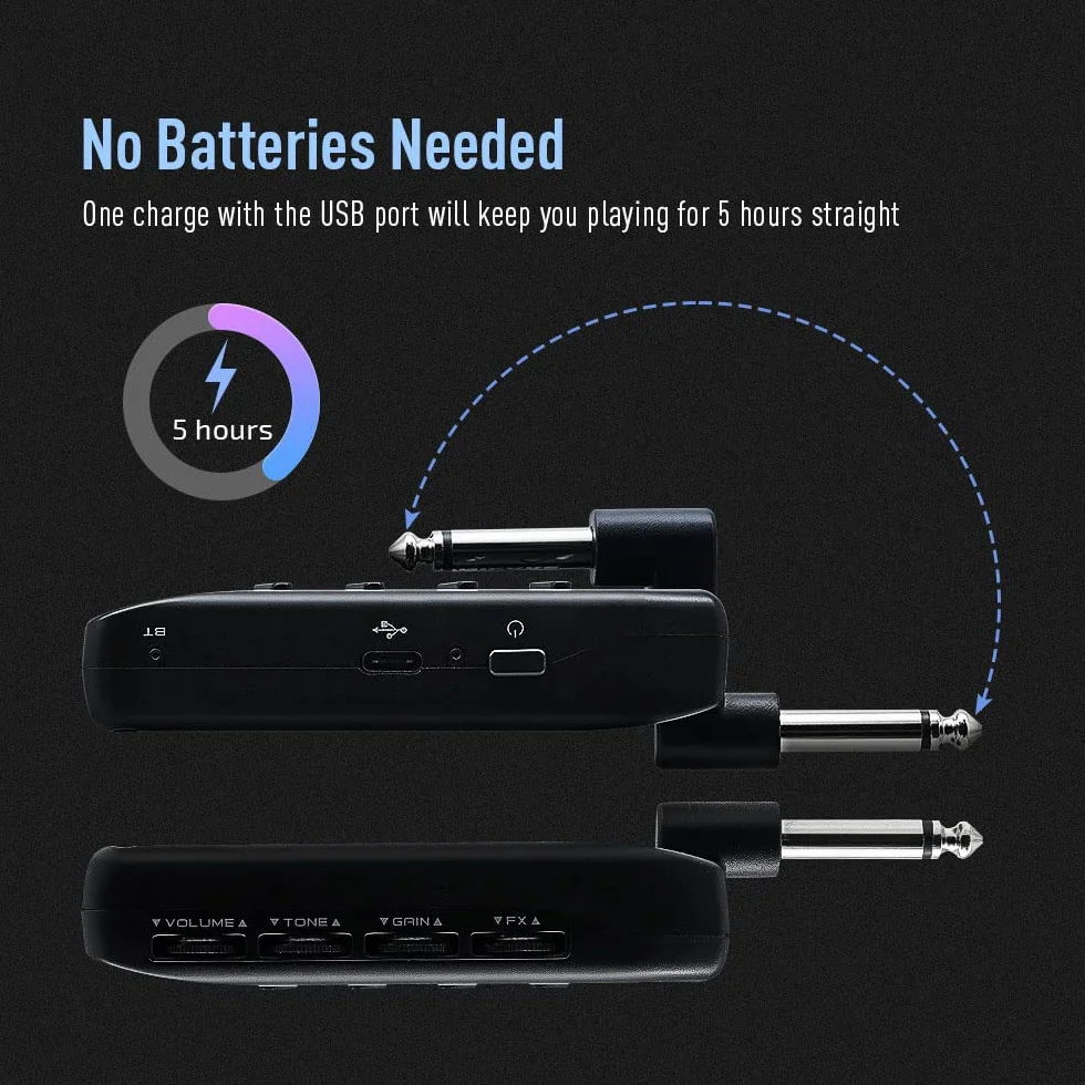 SONICAKE Mini Amplificatore Headphone Amp Bluetooth Multi-Effetti Plug-In USB Ricaricabile Portatile