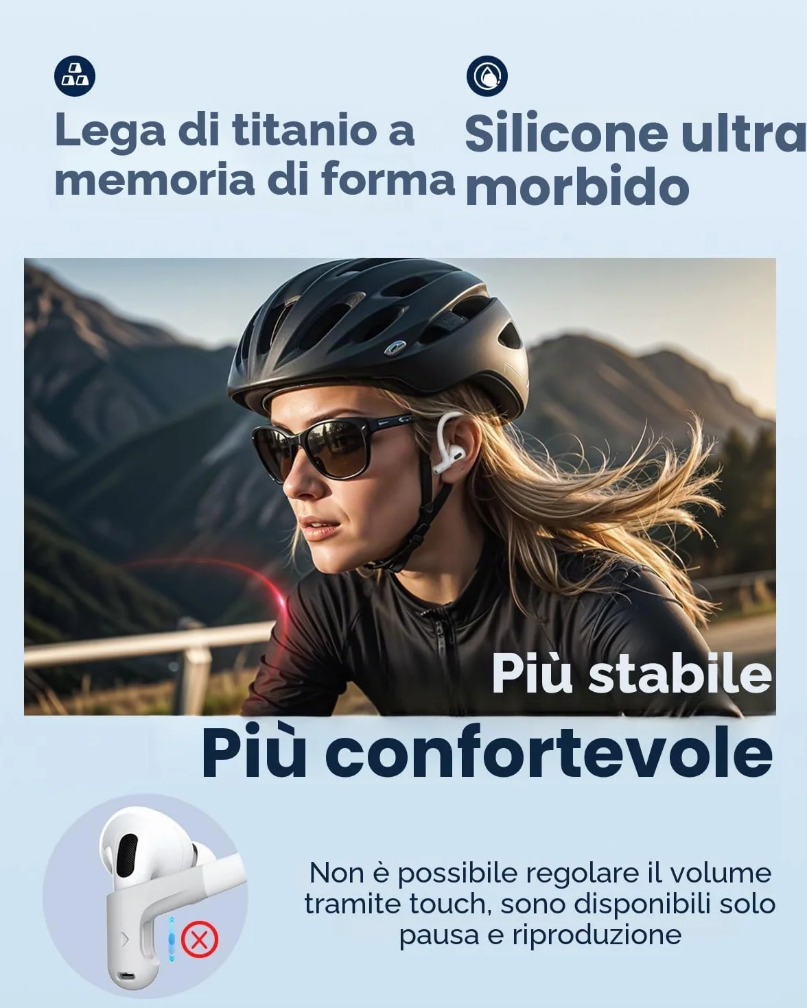 Ganci auricolari in lega di titanio memoria compatibili Airpods Pro 2 3 Accessori sportivi antiscivolo bianco