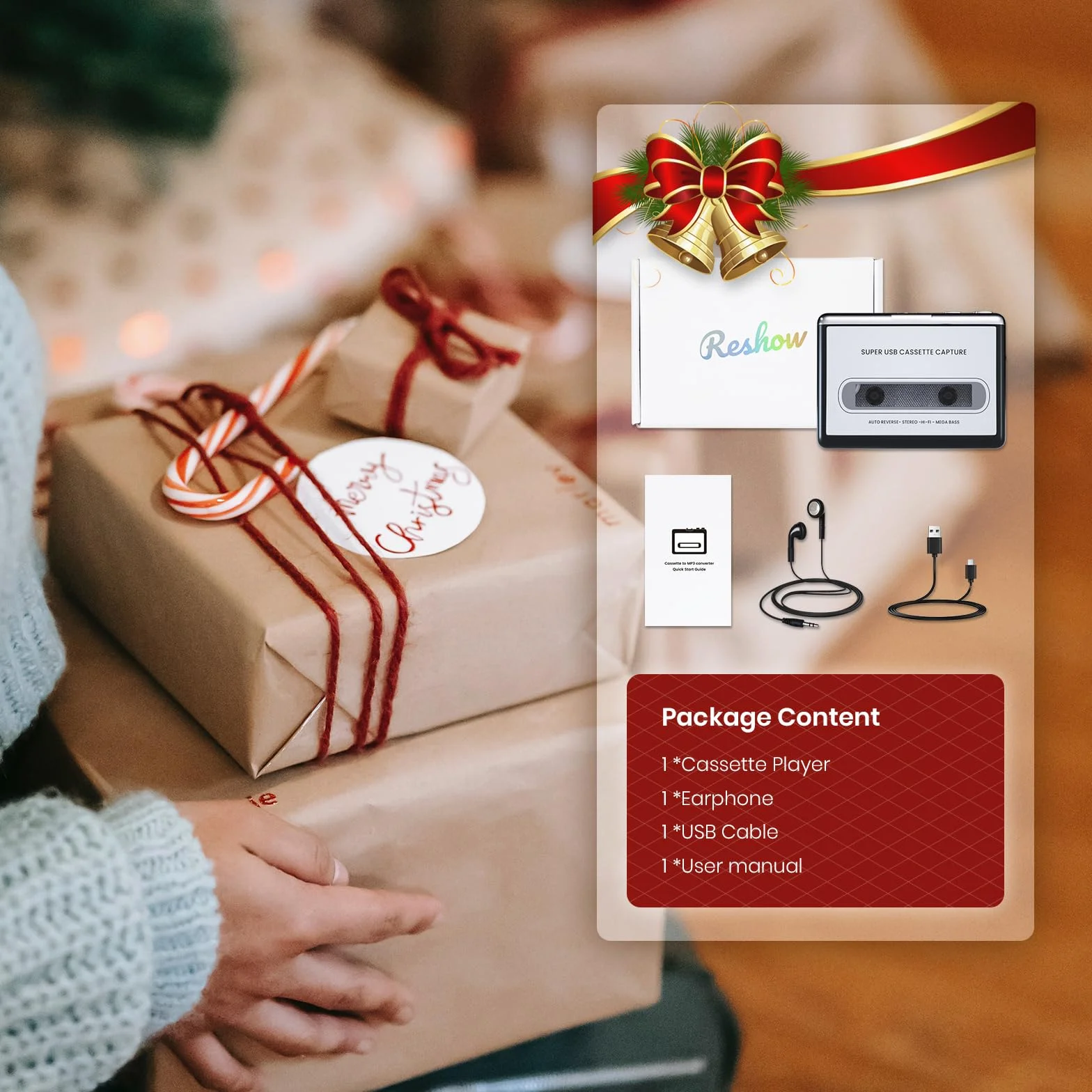 Registratore a Cassetta Portatile con Salvataggio MP3 USB Argento