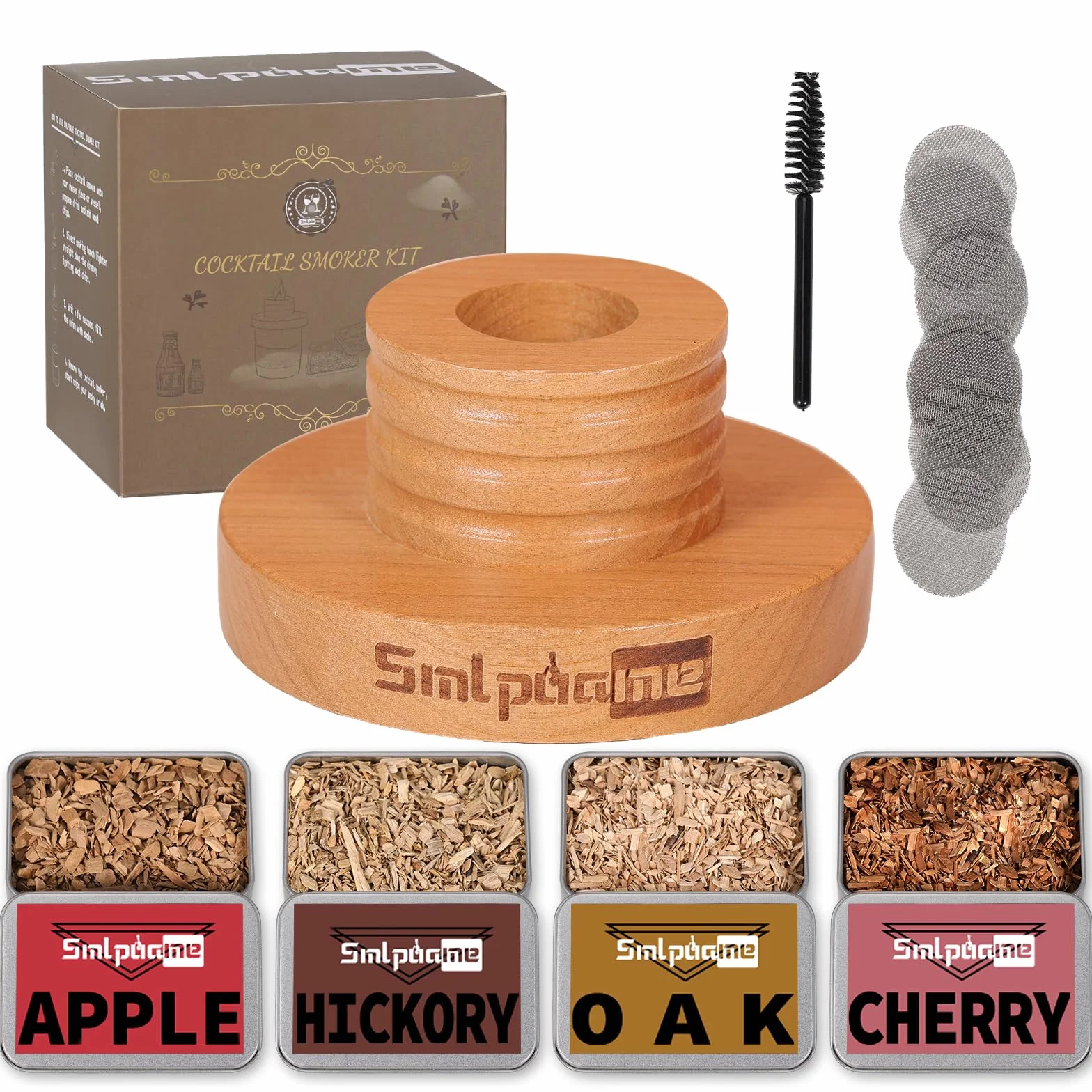 Kit per affumicatore da cocktail, kit per affumicatore per bevande al whisky, con infusore per bevande con quercia da whisky, ciliegia, mela e pecan
