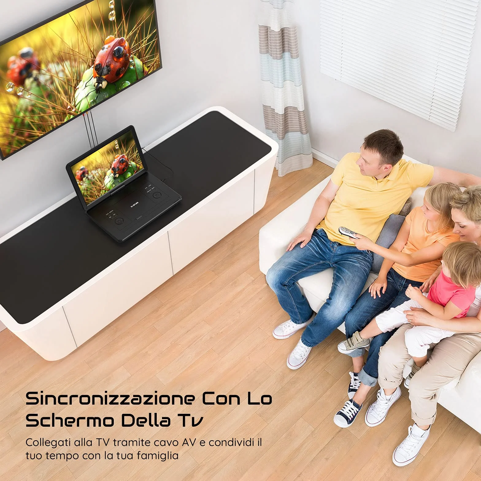 Lettore DVD Portatile 17,5" Schermo HD 16" Batteria 6 Ore USB/SD Sync TV Nero